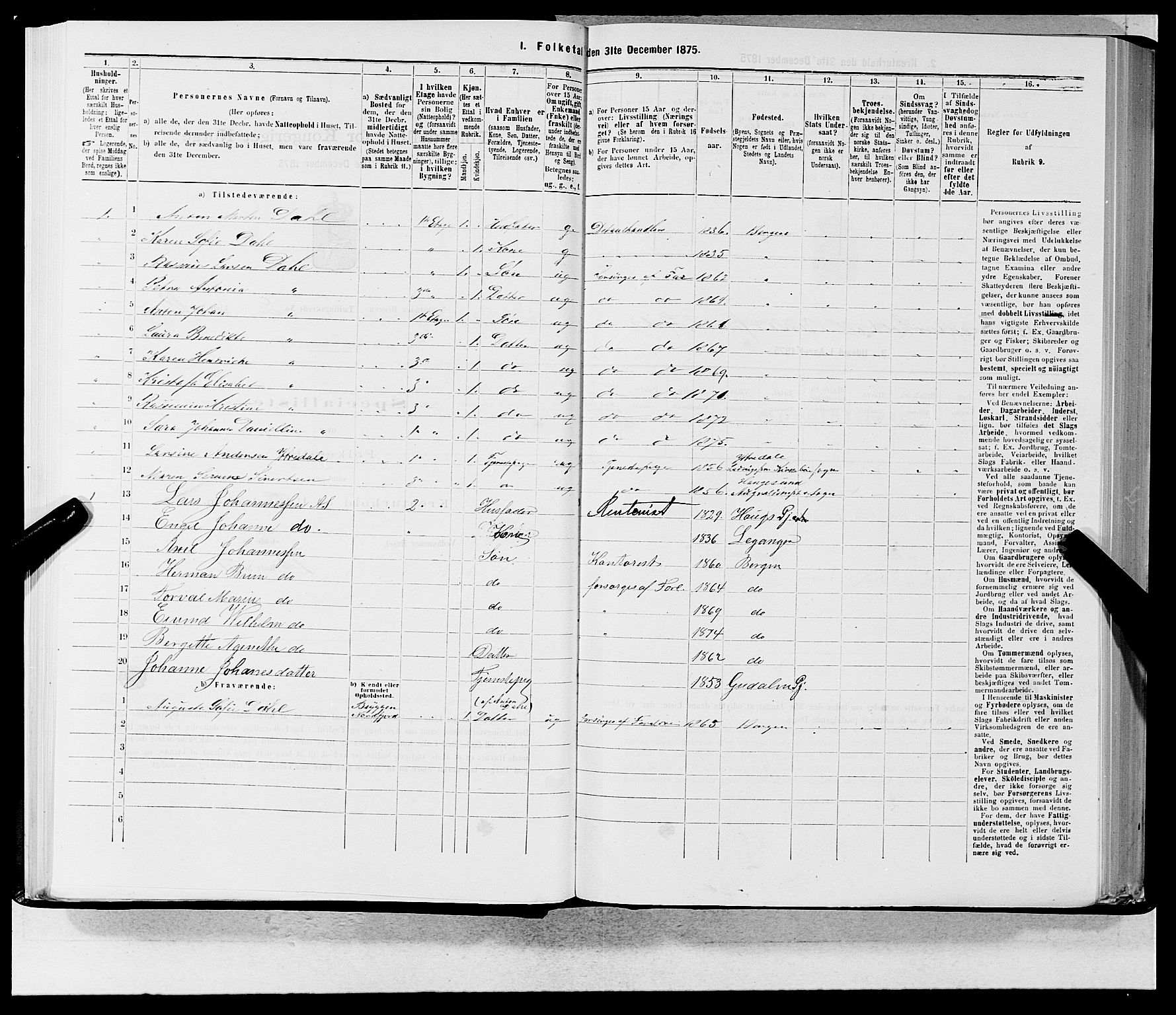 SAB, 1875 census for 1301 Bergen, 1875, p. 92