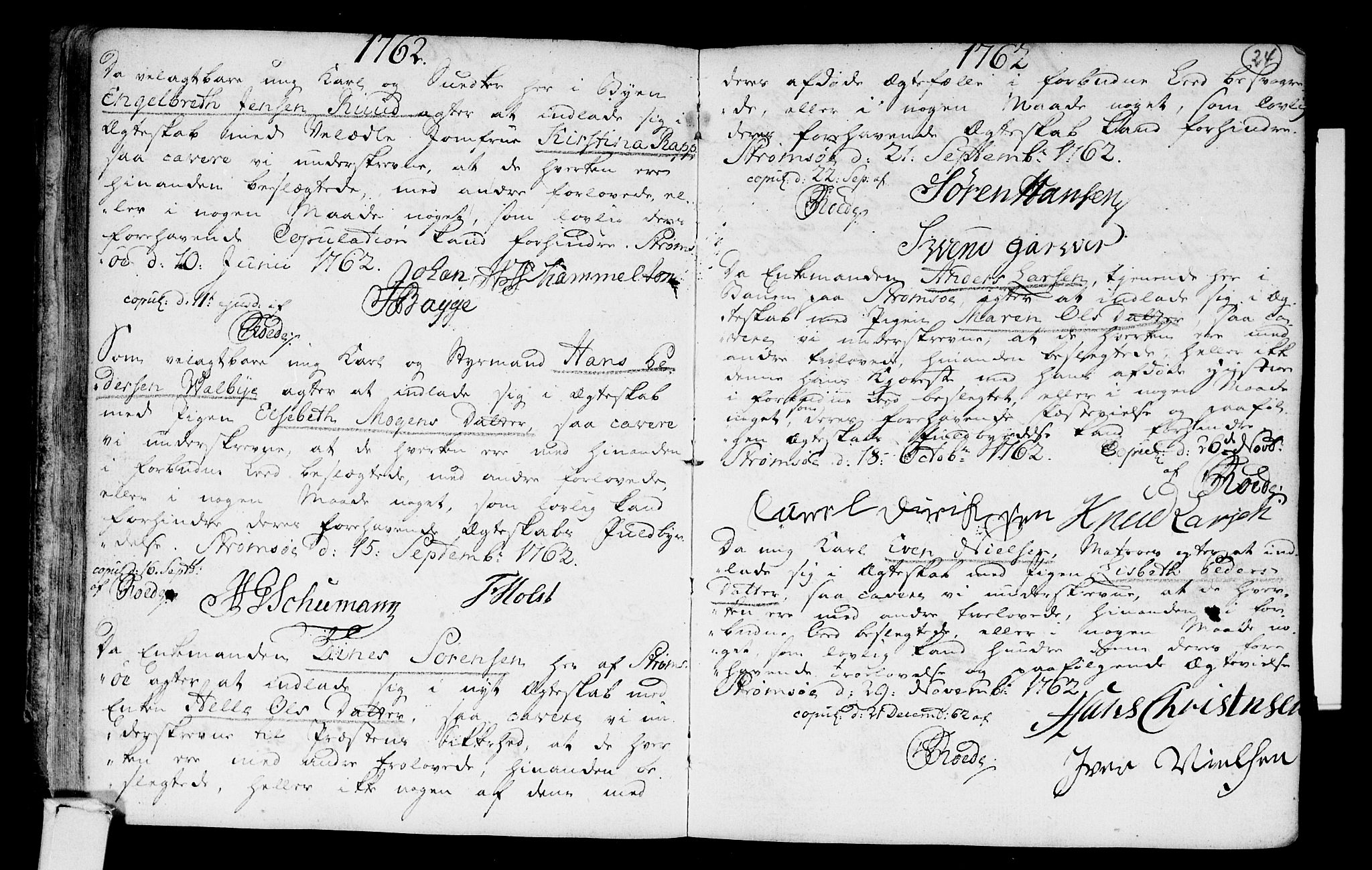 Strømsø kirkebøker, AV/SAKO-A-246/H/Hb/L0001: Best man's statements no. 1, 1752-1815, p. 24