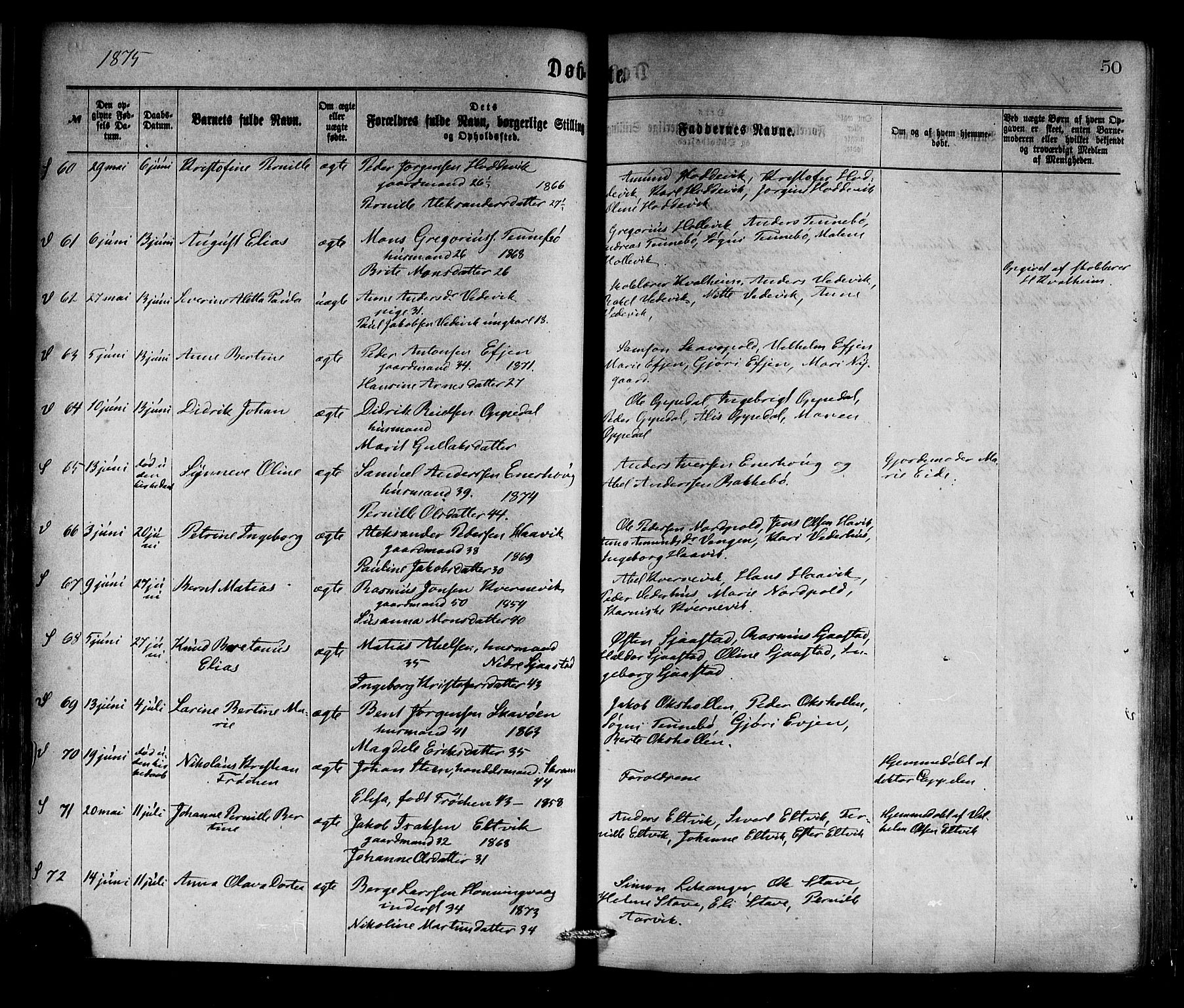 Selje sokneprestembete, AV/SAB-A-99938/H/Ha/Haa/Haaa: Parish register (official) no. A 12, 1870-1880, p. 50