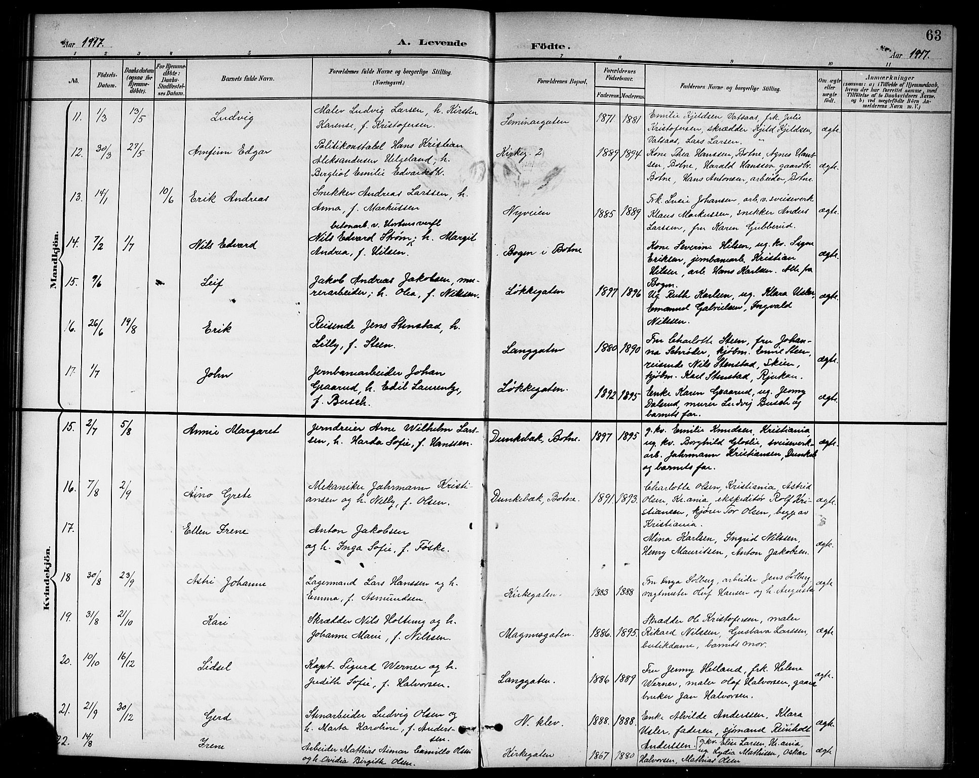 Holmestrand kirkebøker, AV/SAKO-A-346/G/Ga/L0006: Parish register (copy) no. 6, 1901-1923, p. 63