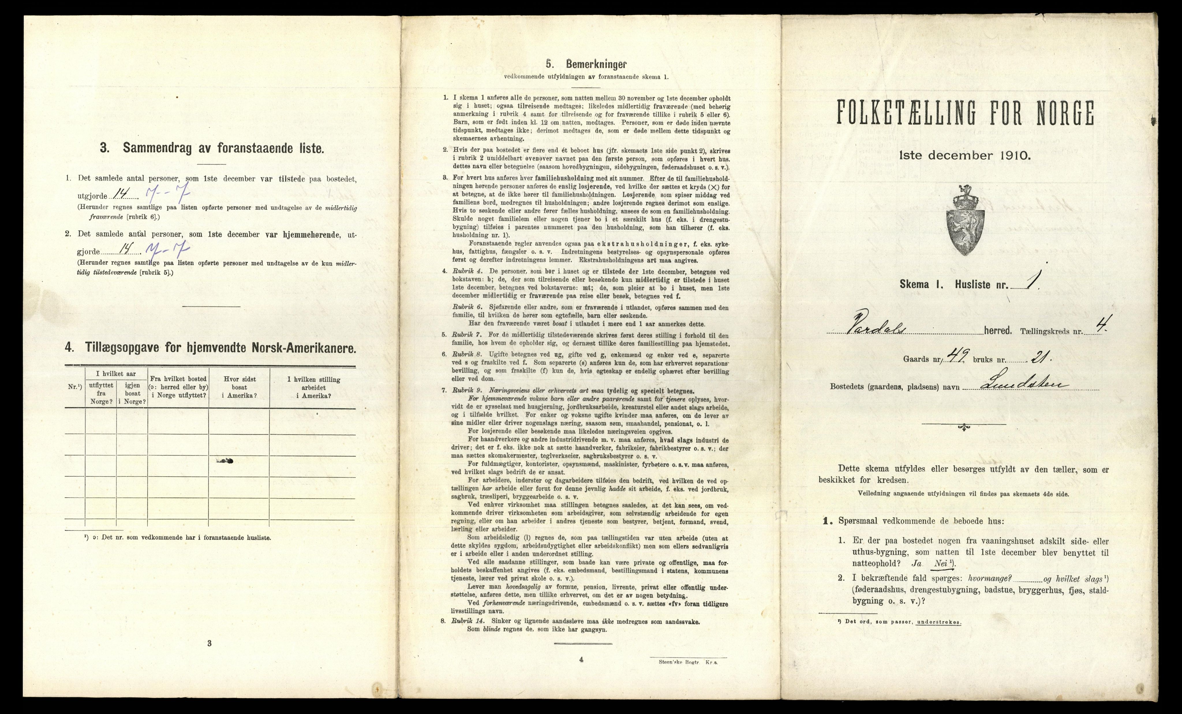 RA, 1910 census for Vardal, 1910, p. 474