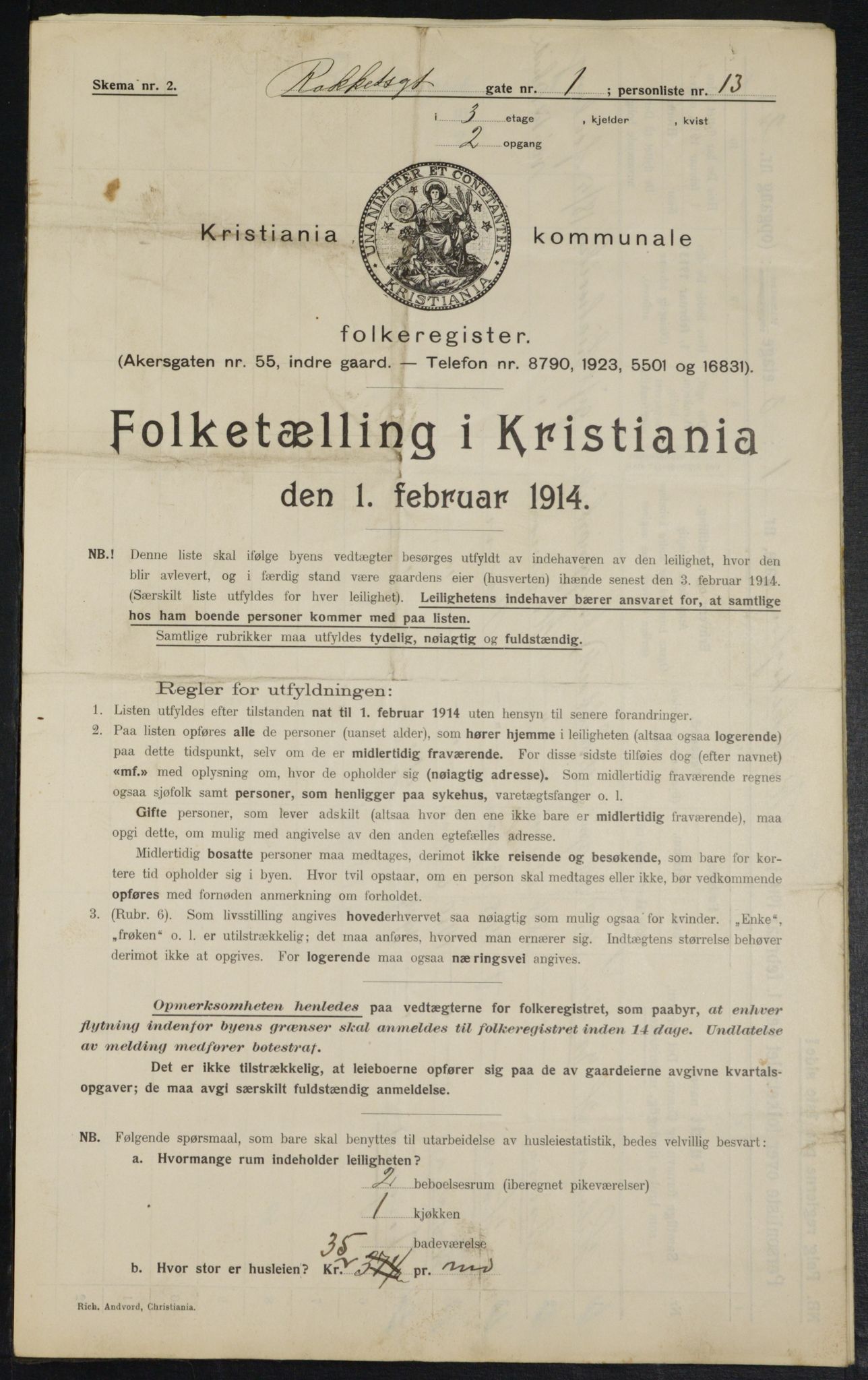 OBA, Municipal Census 1914 for Kristiania, 1914, p. 81857