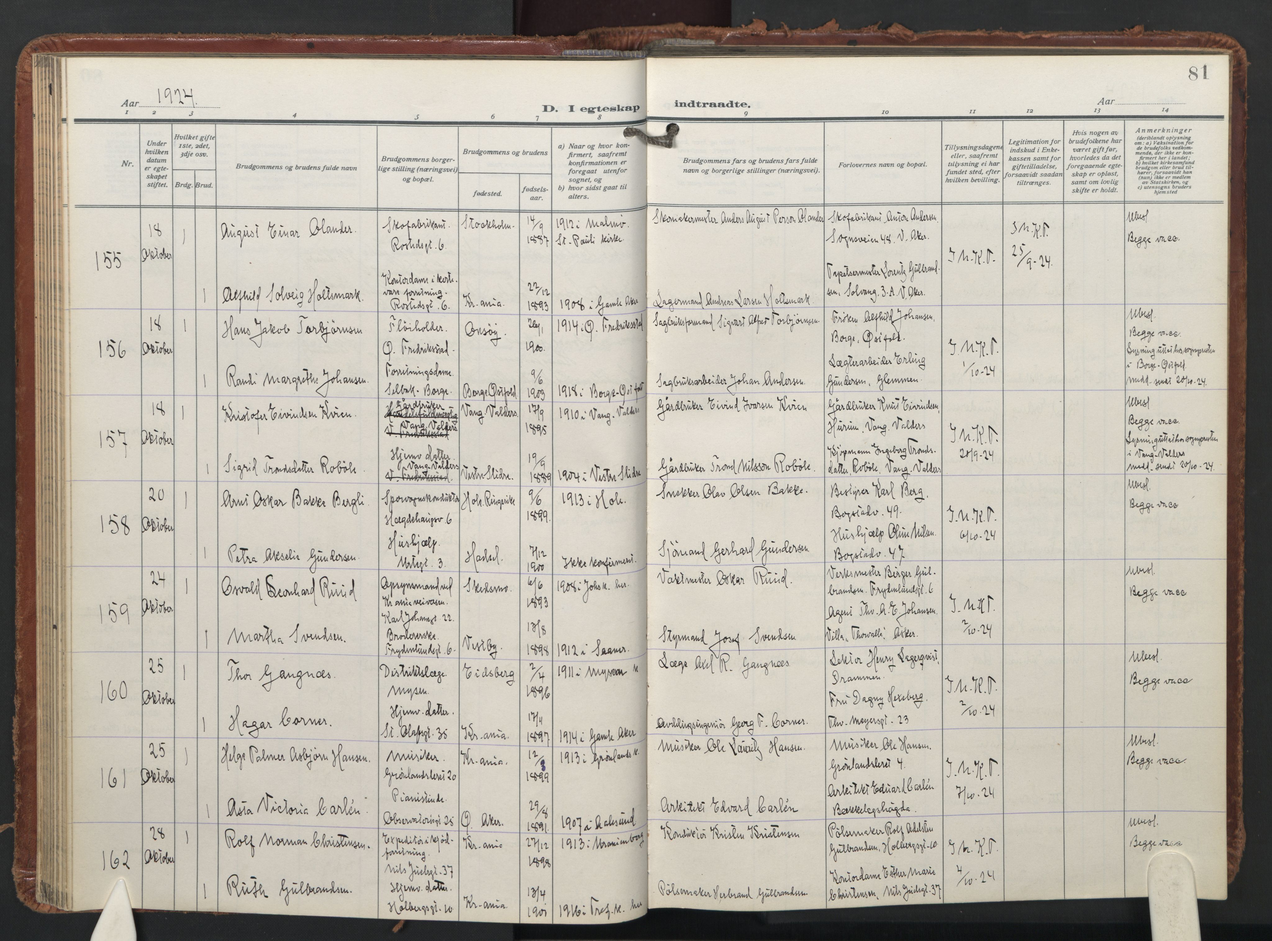 Trefoldighet prestekontor Kirkebøker, AV/SAO-A-10882/F/Fc/L0009: Parish register (official) no. III 9, 1922-1936, p. 81