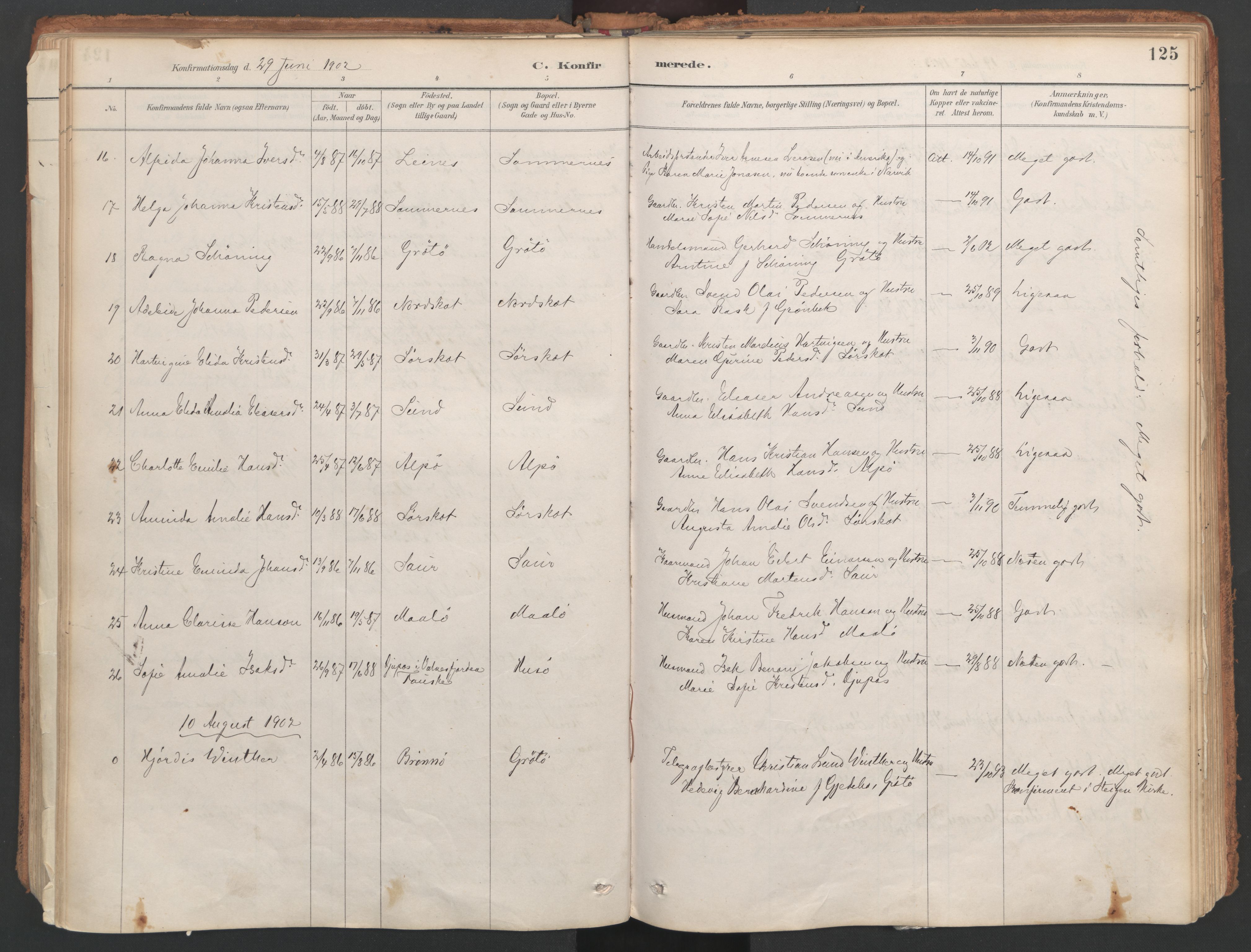 Ministerialprotokoller, klokkerbøker og fødselsregistre - Nordland, AV/SAT-A-1459/857/L0822: Parish register (official) no. 857A02, 1890-1917, p. 125