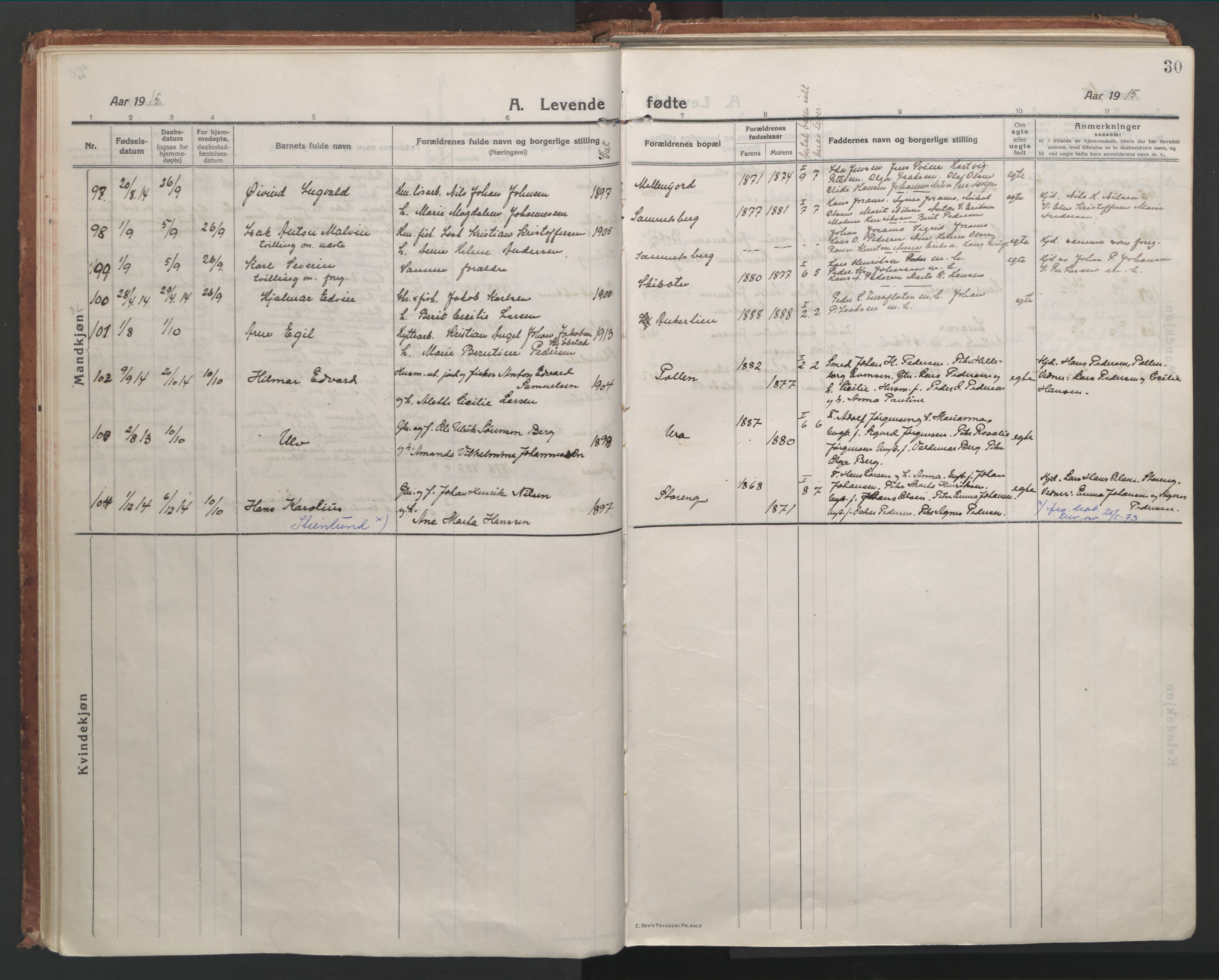 Lyngen sokneprestembete, AV/SATØ-S-1289/H/He/Hea/L0012kirke: Parish register (official) no. 12, 1914-1923, p. 30