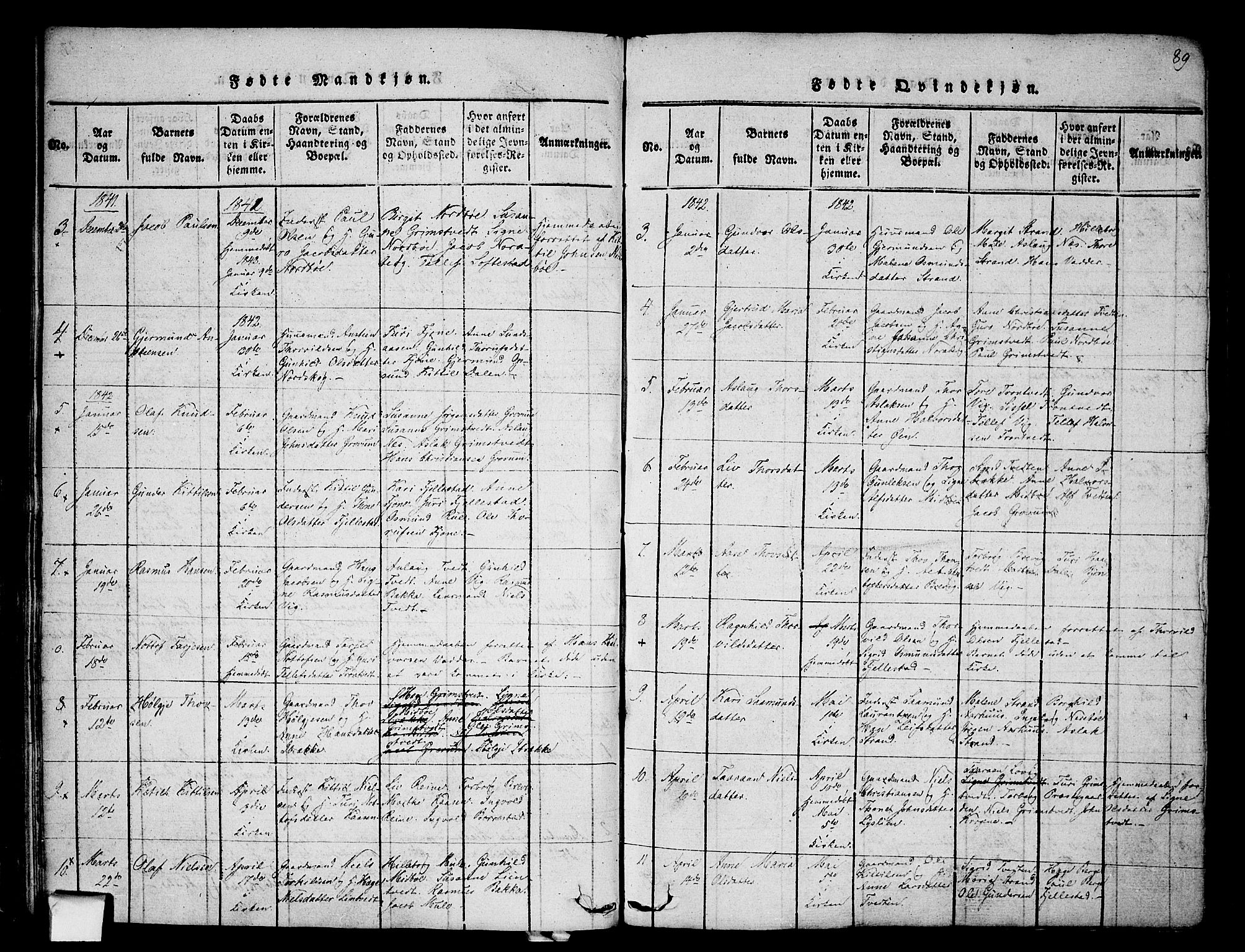 Nissedal kirkebøker, SAKO/A-288/F/Fa/L0002: Parish register (official) no. I 2, 1814-1845, p. 89