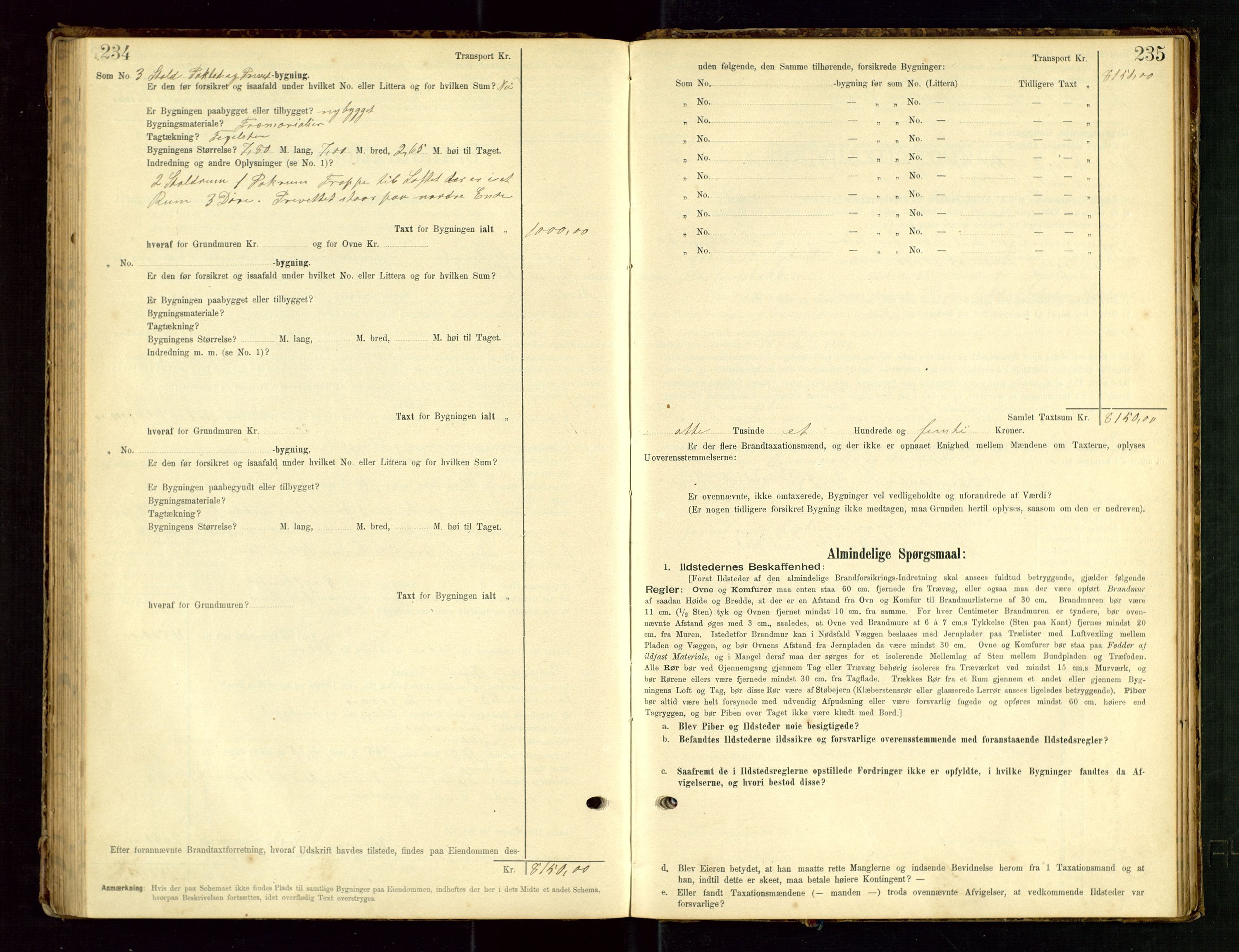 Hå lensmannskontor, SAST/A-100456/Goa/L0003: Takstprotokoll (skjema), 1895-1911, p. 234-235