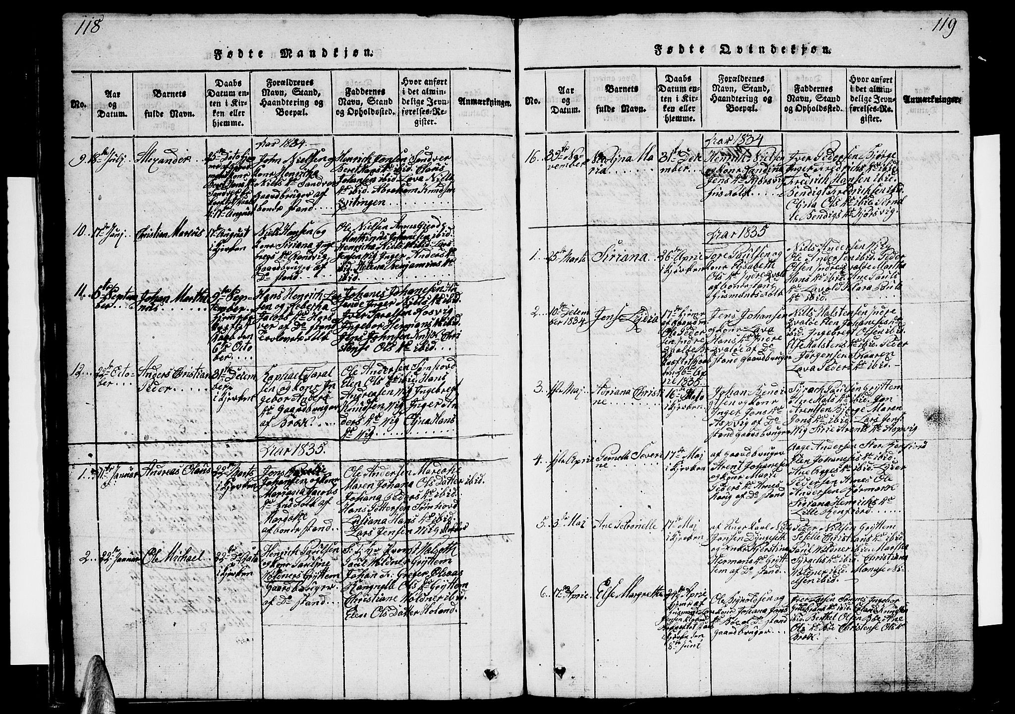 Ministerialprotokoller, klokkerbøker og fødselsregistre - Nordland, SAT/A-1459/812/L0186: Parish register (copy) no. 812C04, 1820-1849, p. 118-119