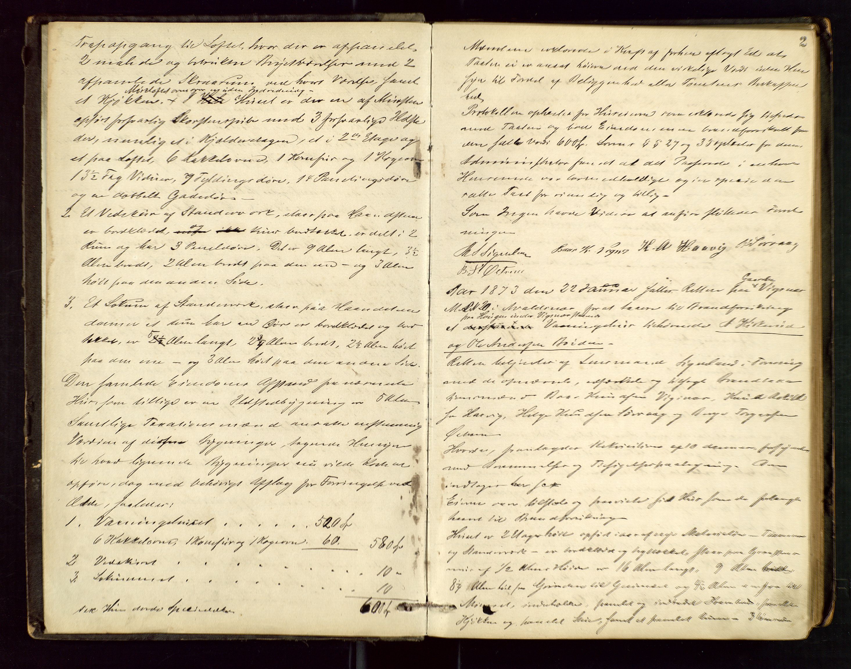 Avaldsnes lensmannskontor, AV/SAST-A-100286/Goa/L0002: "Brandtaxationsprotokol", 1873-1884, p. 1b-2a