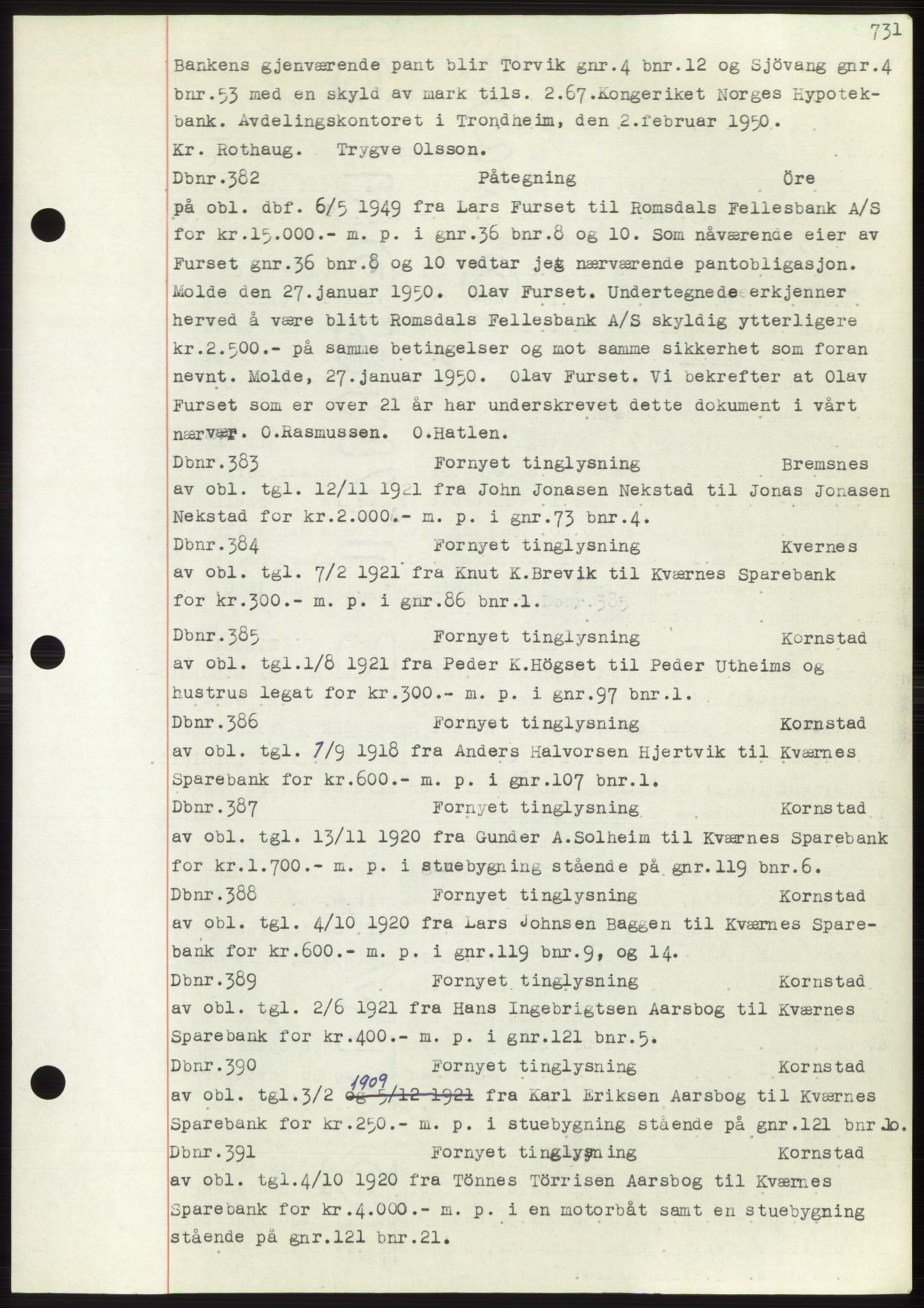 Nordmøre sorenskriveri, AV/SAT-A-4132/1/2/2Ca: Mortgage book no. C82b, 1946-1951, Diary no: : 382/1950