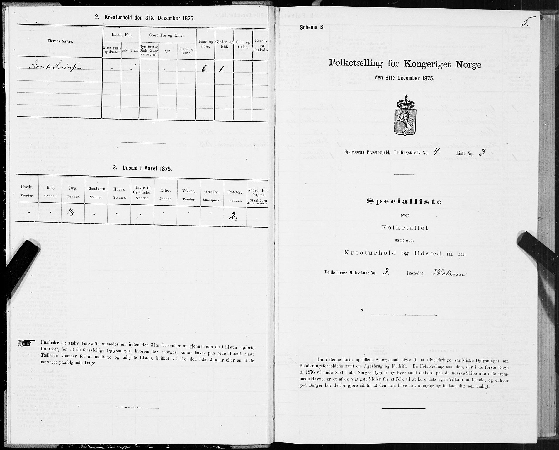 SAT, 1875 census for 1731P Sparbu, 1875, p. 2005