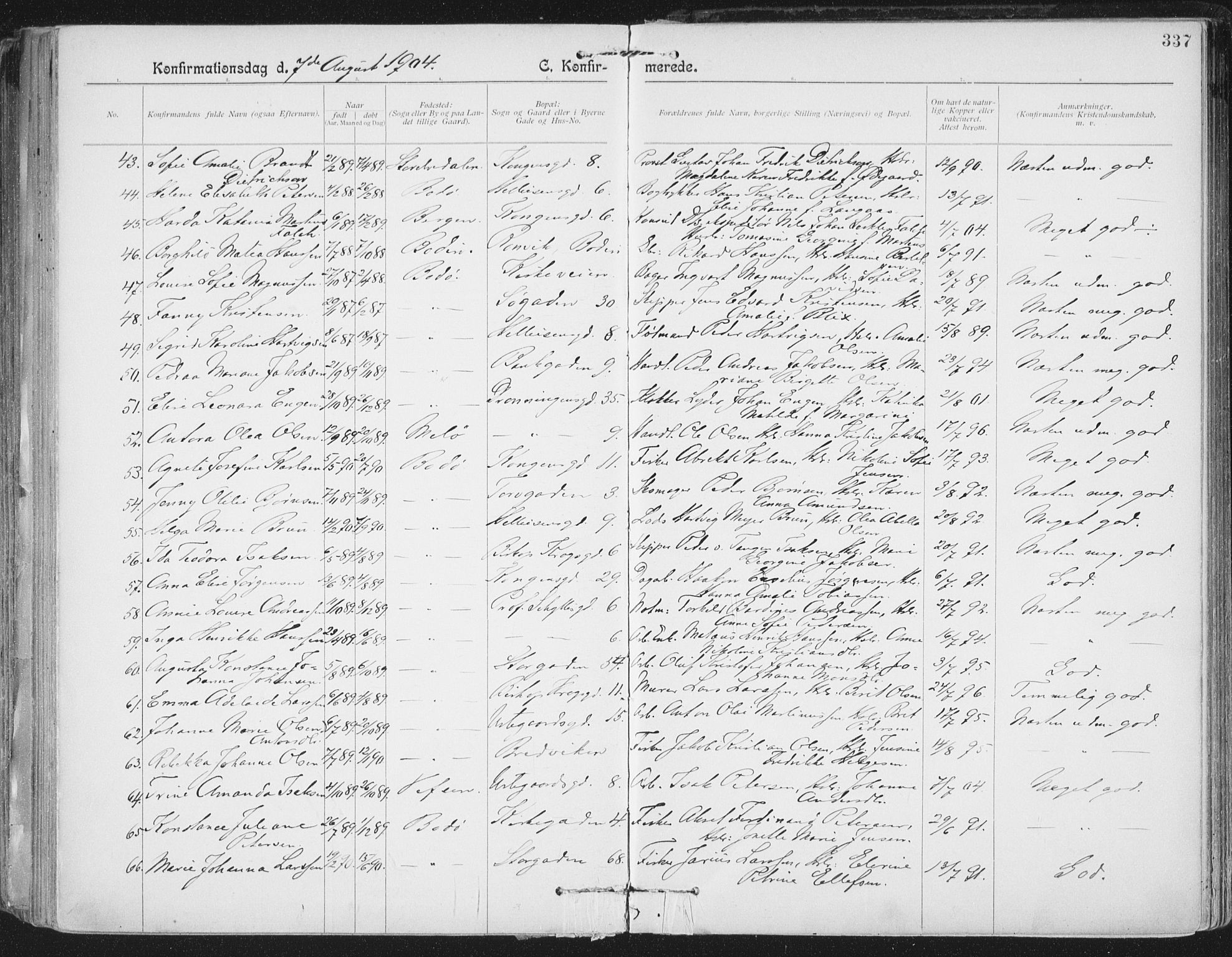 Ministerialprotokoller, klokkerbøker og fødselsregistre - Nordland, AV/SAT-A-1459/801/L0011: Parish register (official) no. 801A11, 1900-1916, p. 337