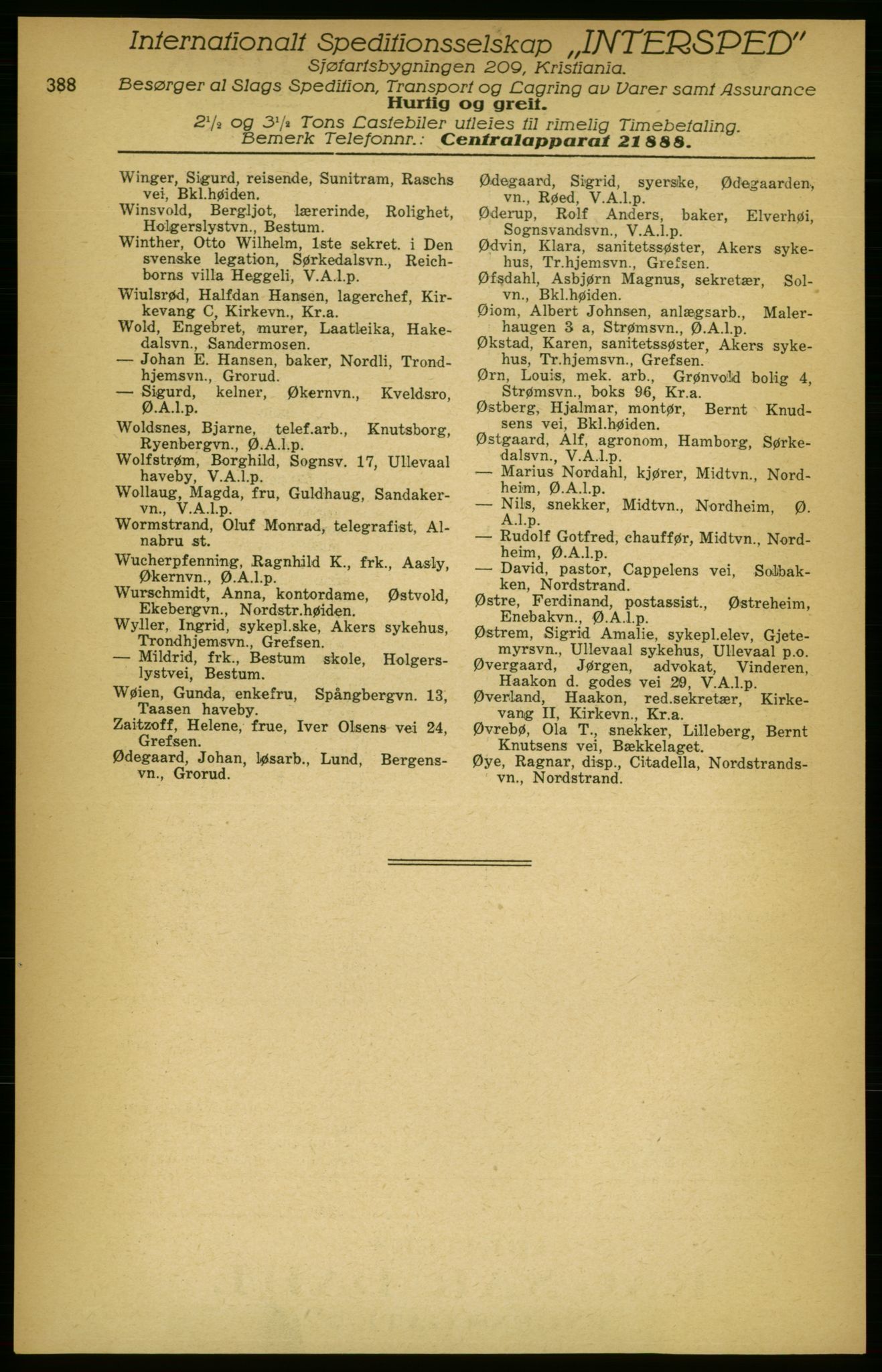Aker adressebok/adressekalender, PUBL/001/A/003: Akers adressekalender, 1924-1925, p. 388
