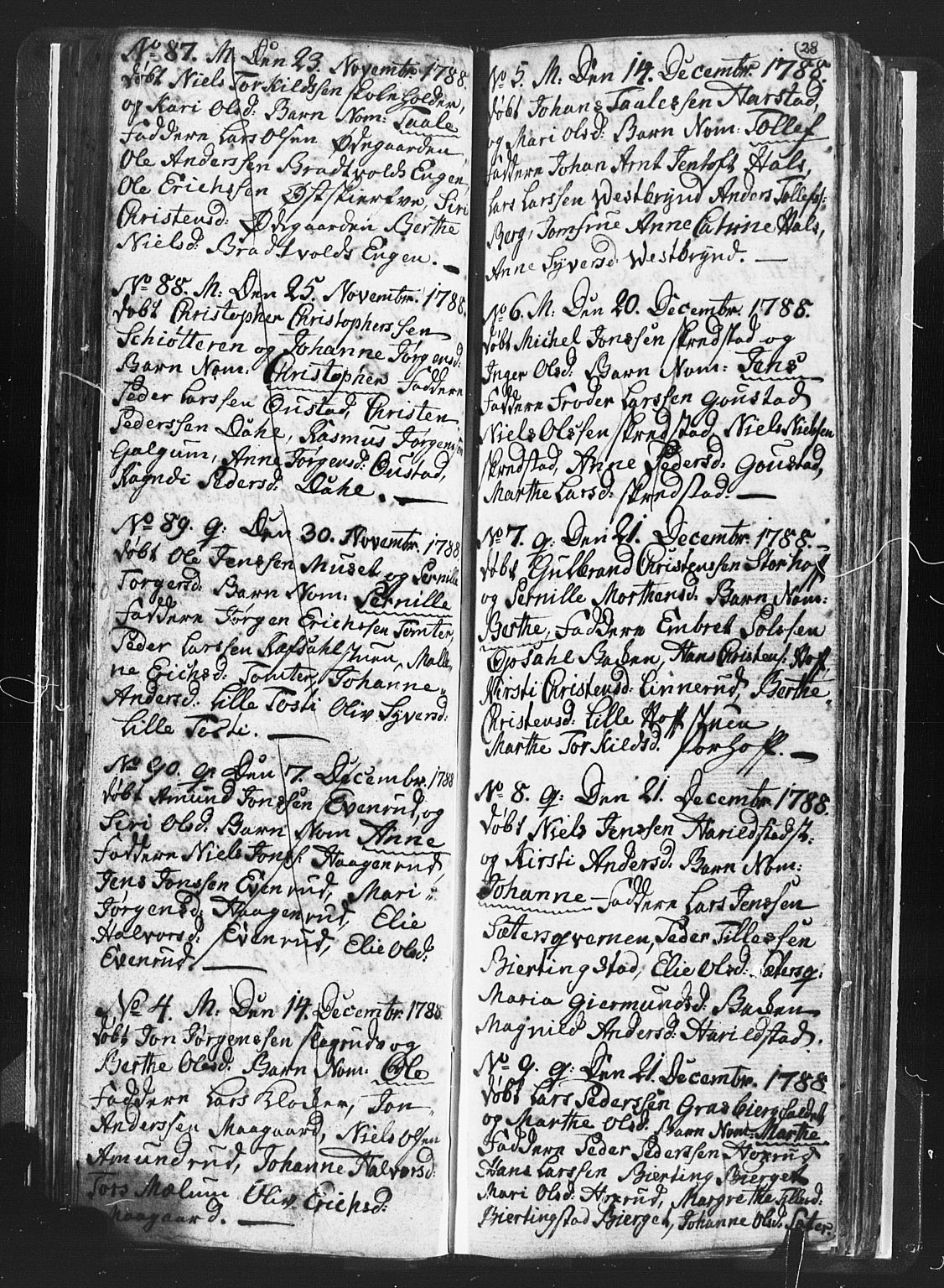 Romedal prestekontor, AV/SAH-PREST-004/L/L0001: Parish register (copy) no. 1, 1785-1794, p. 28