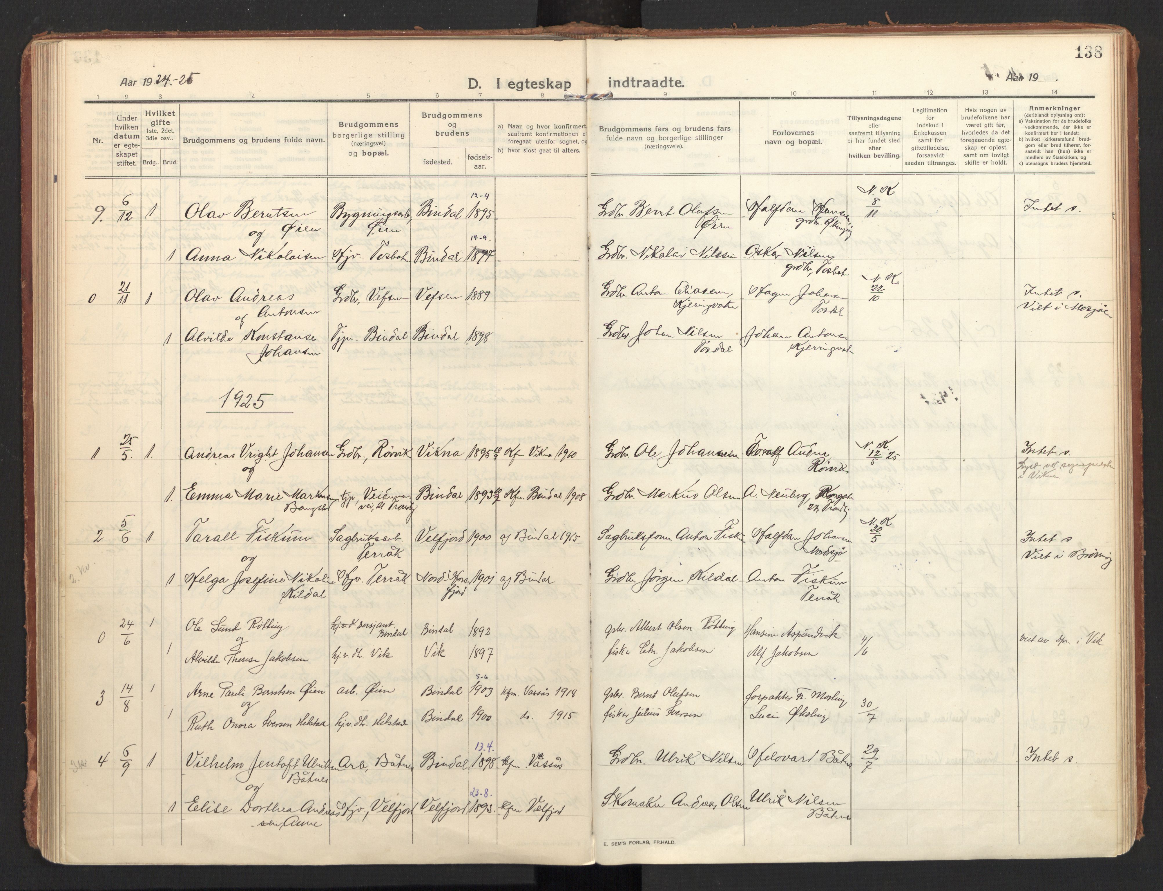 Ministerialprotokoller, klokkerbøker og fødselsregistre - Nordland, SAT/A-1459/810/L0156: Parish register (official) no. 810A15, 1915-1930, p. 138