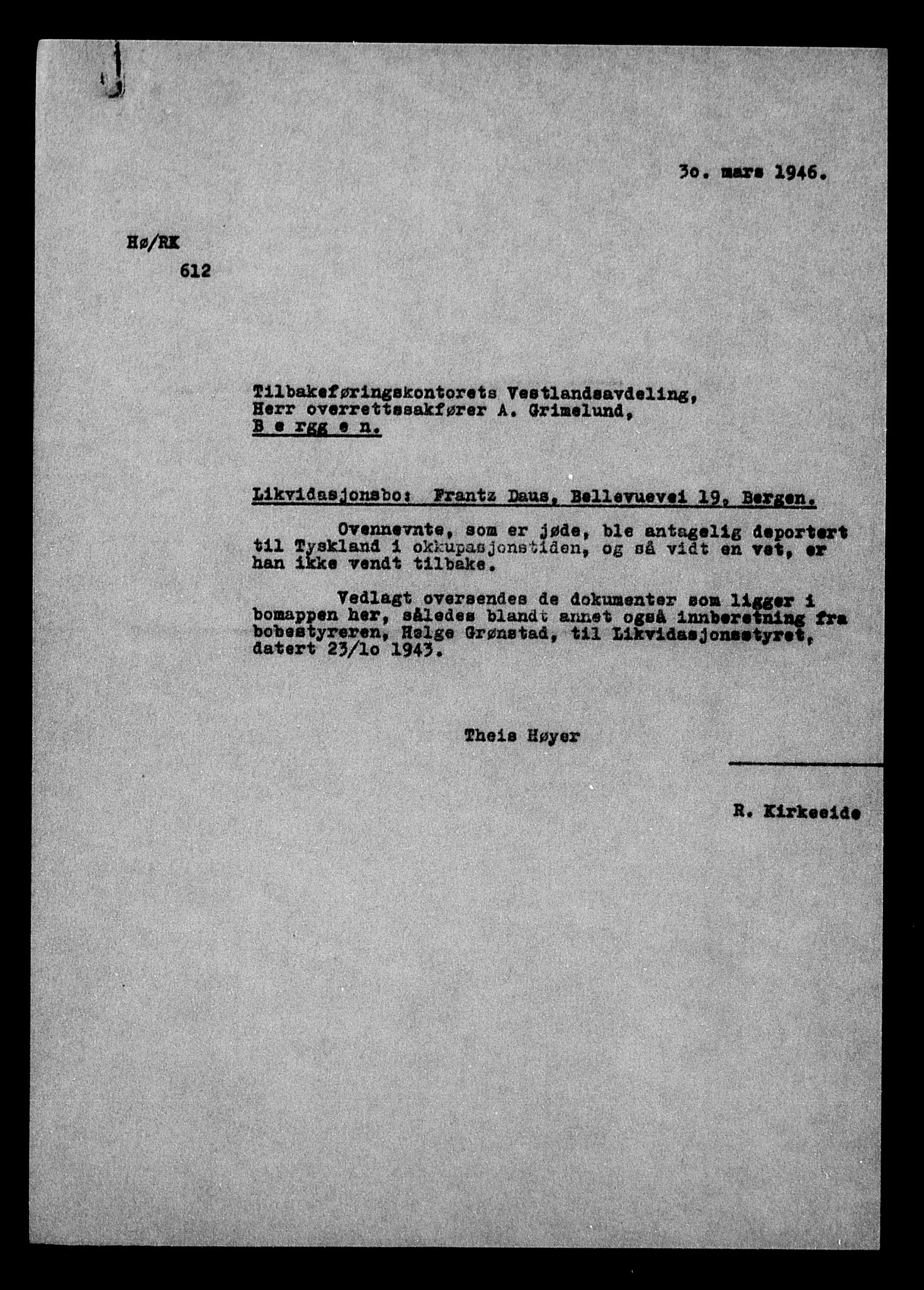 Justisdepartementet, Tilbakeføringskontoret for inndratte formuer, AV/RA-S-1564/H/Hc/Hcd/L0993: --, 1945-1947, p. 222