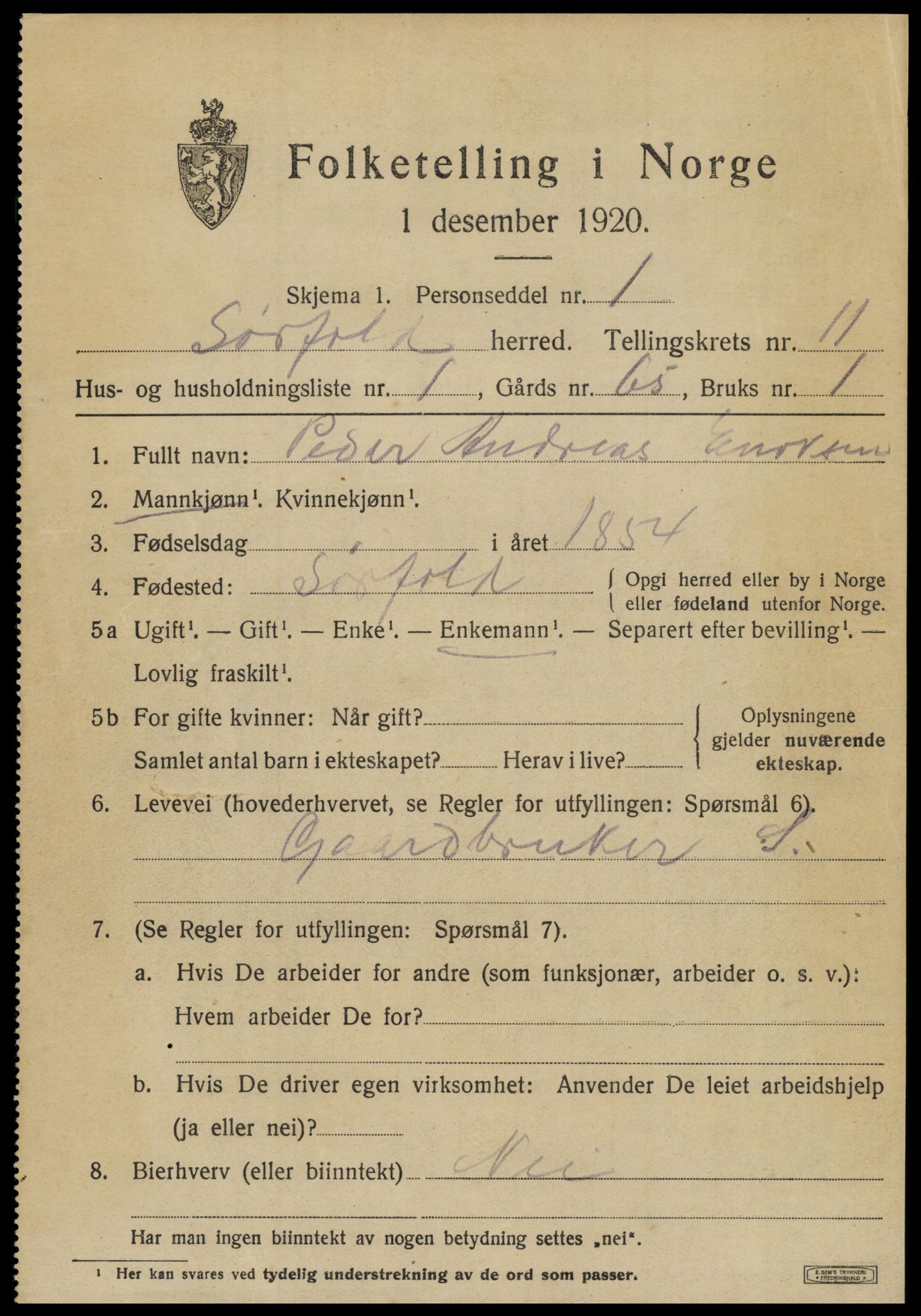 SAT, 1920 census for Sørfold, 1920, p. 5643