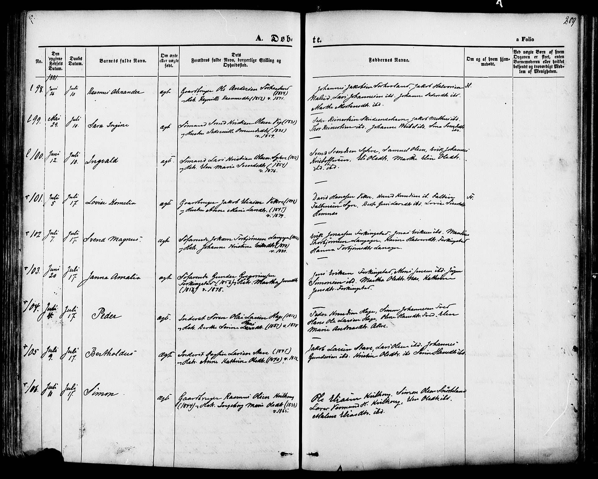 Skudenes sokneprestkontor, SAST/A -101849/H/Ha/Haa/L0006: Parish register (official) no. A 4, 1864-1881, p. 209
