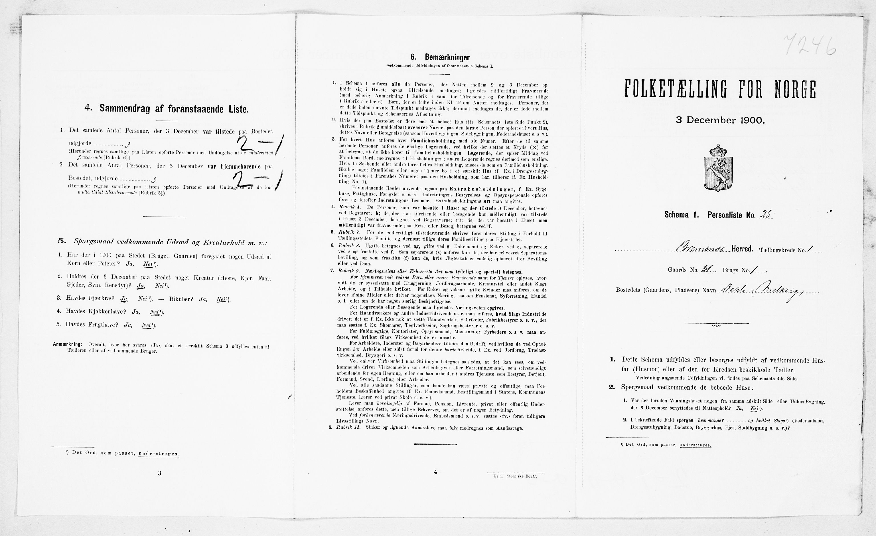 SAT, 1900 census for Bremsnes, 1900, p. 124
