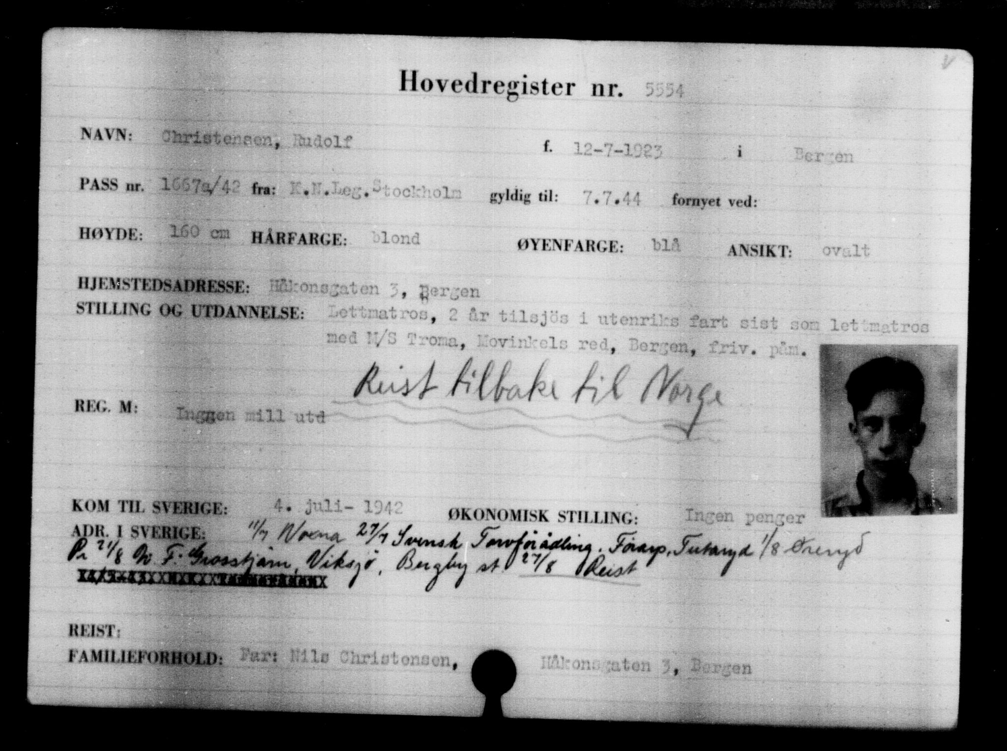Den Kgl. Norske Legasjons Flyktningskontor, AV/RA-S-6753/V/Va/L0004: Kjesäterkartoteket.  Flyktningenr. 3496-6610, 1940-1945, p. 2381