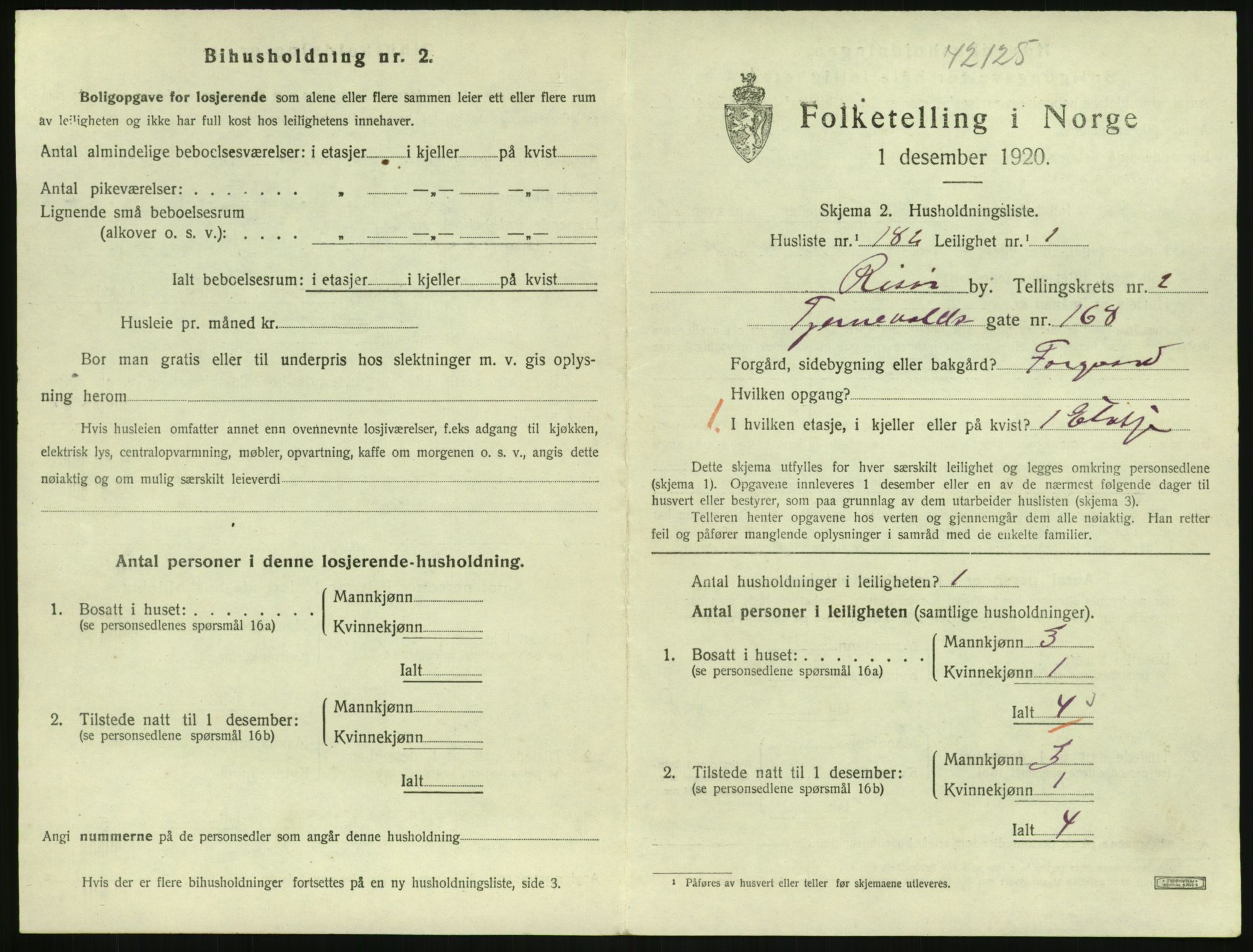 SAK, 1920 census for Risør, 1920, p. 2467