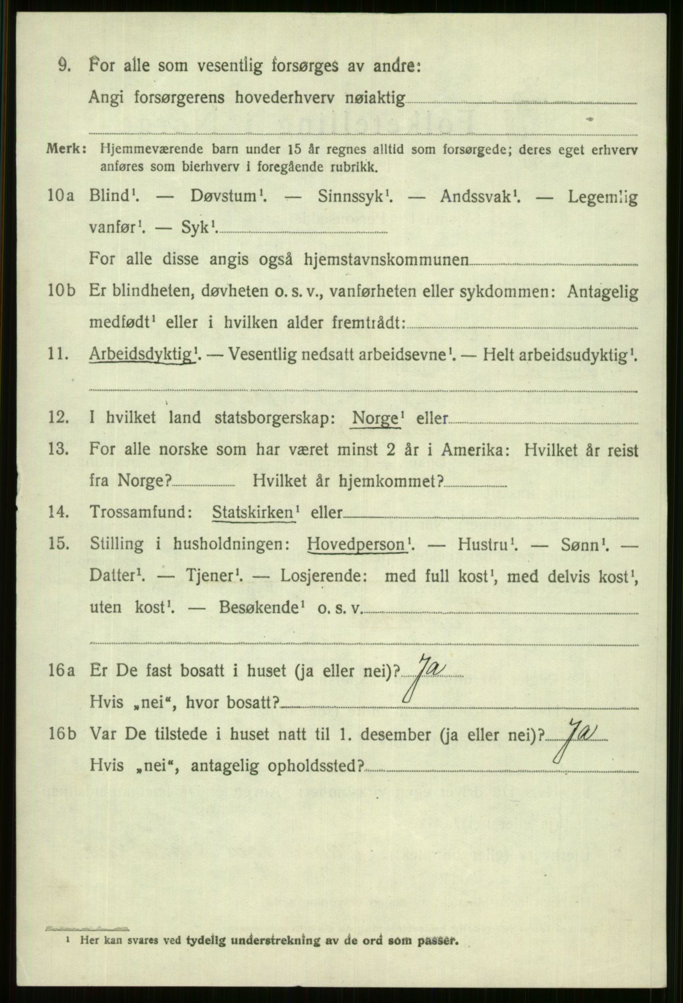 SAB, 1920 census for Voss, 1920, p. 19920