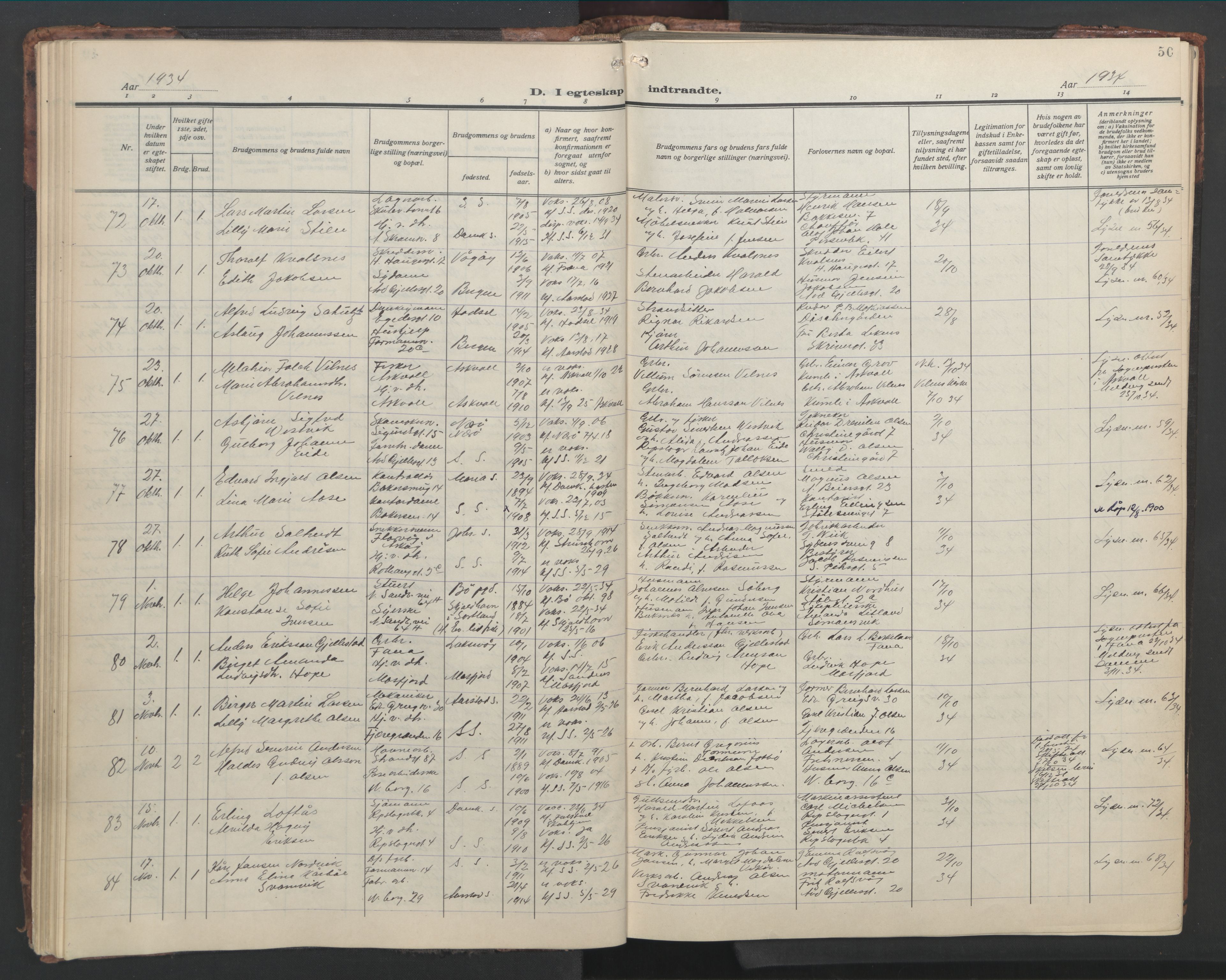 Sandviken Sokneprestembete, SAB/A-77601/H/Hb/L0015: Parish register (copy) no. D 2, 1929-1953, p. 49b-50a