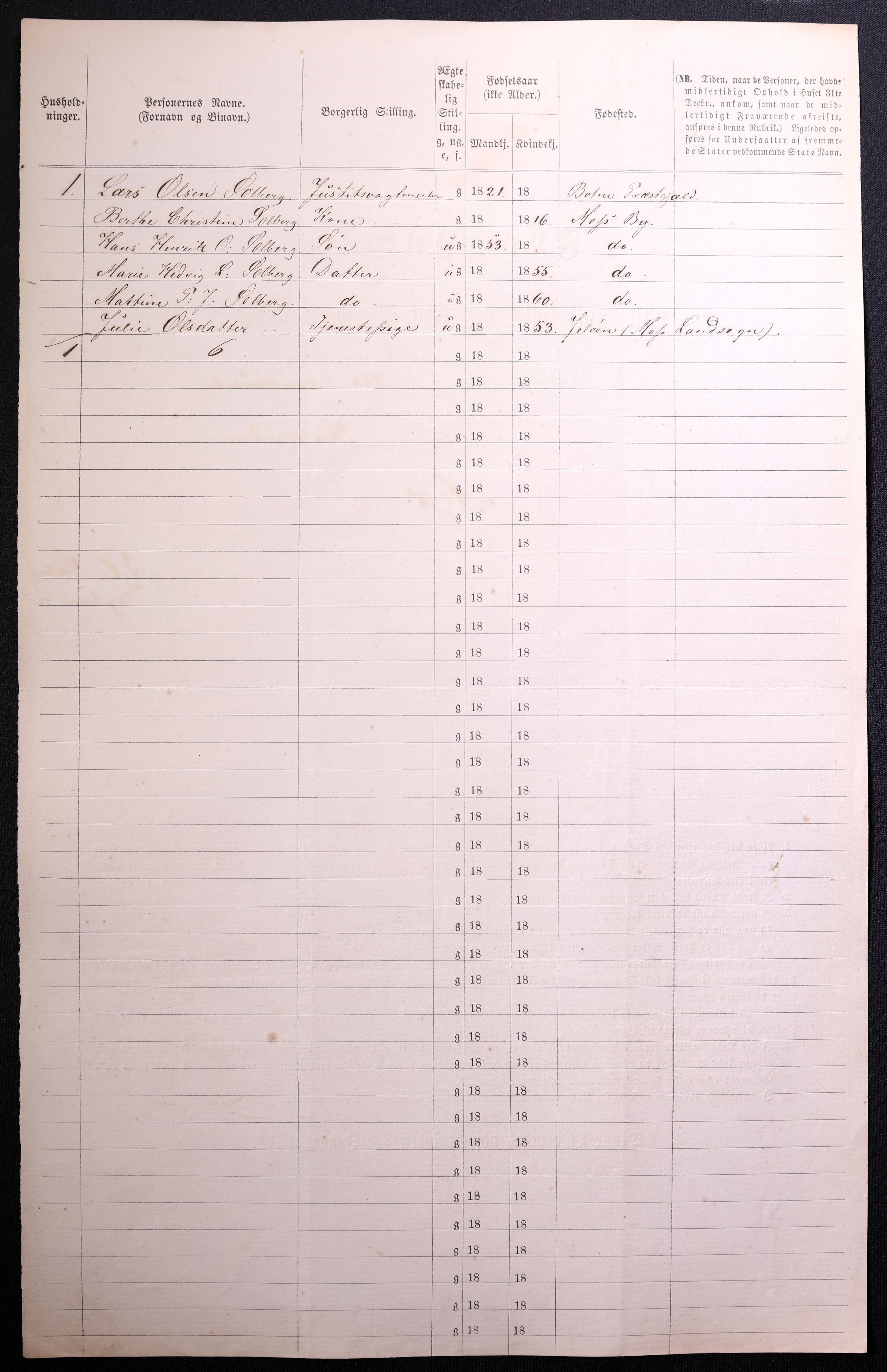 RA, 1870 census for 0104 Moss, 1870, p. 450