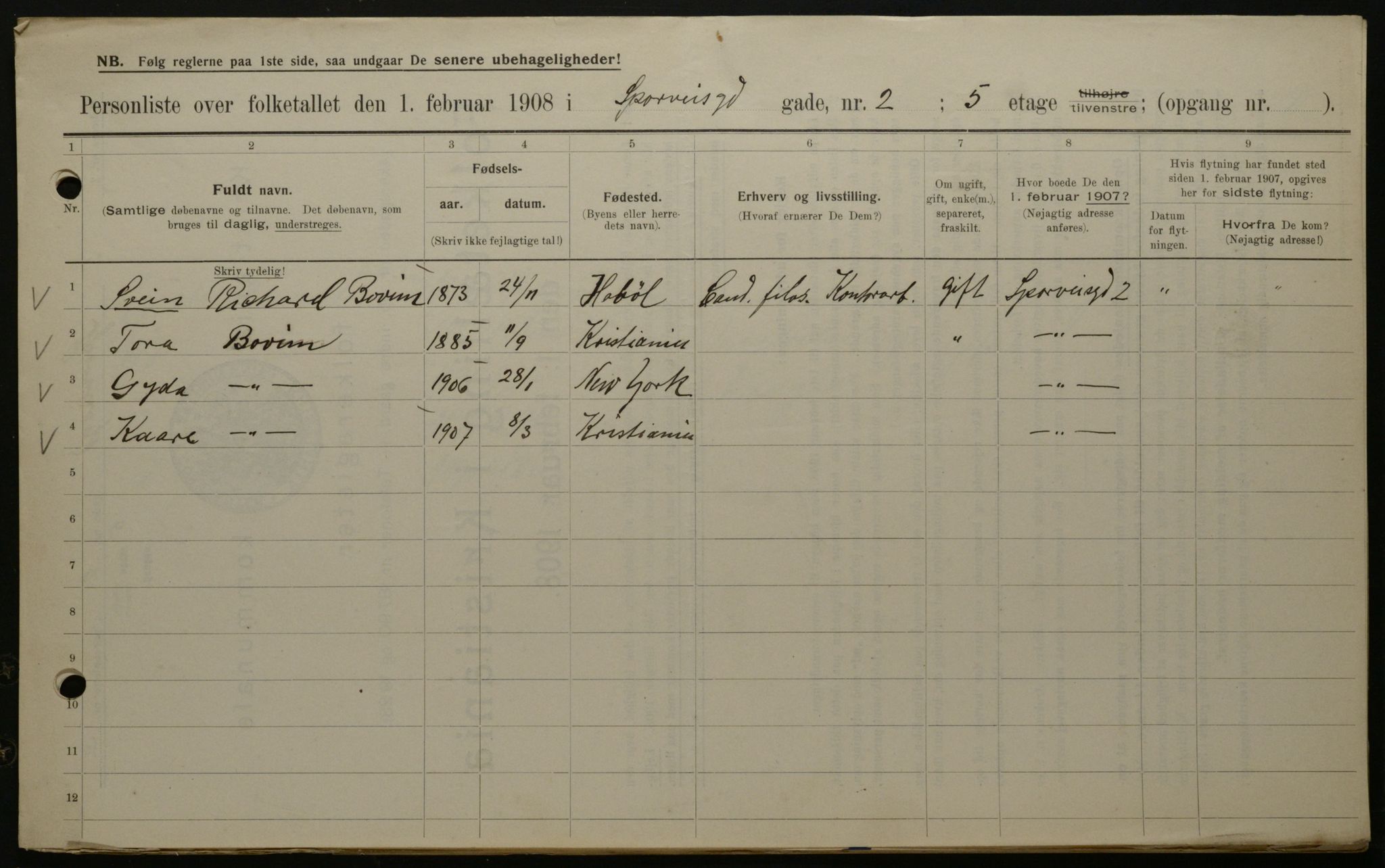 OBA, Municipal Census 1908 for Kristiania, 1908, p. 90338