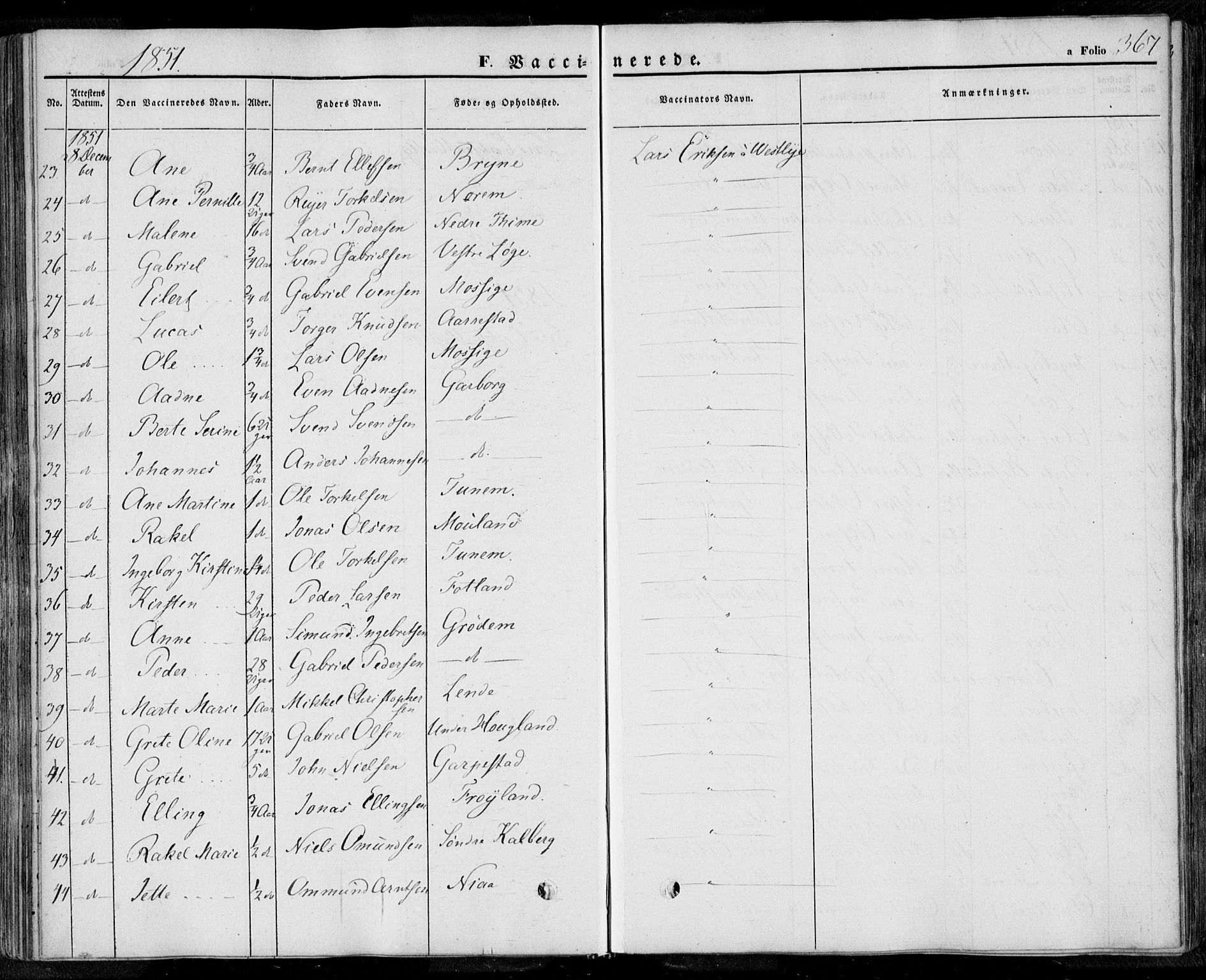 Lye sokneprestkontor, SAST/A-101794/001/30BA/L0006: Parish register (official) no. A 5.2, 1842-1855, p. 367