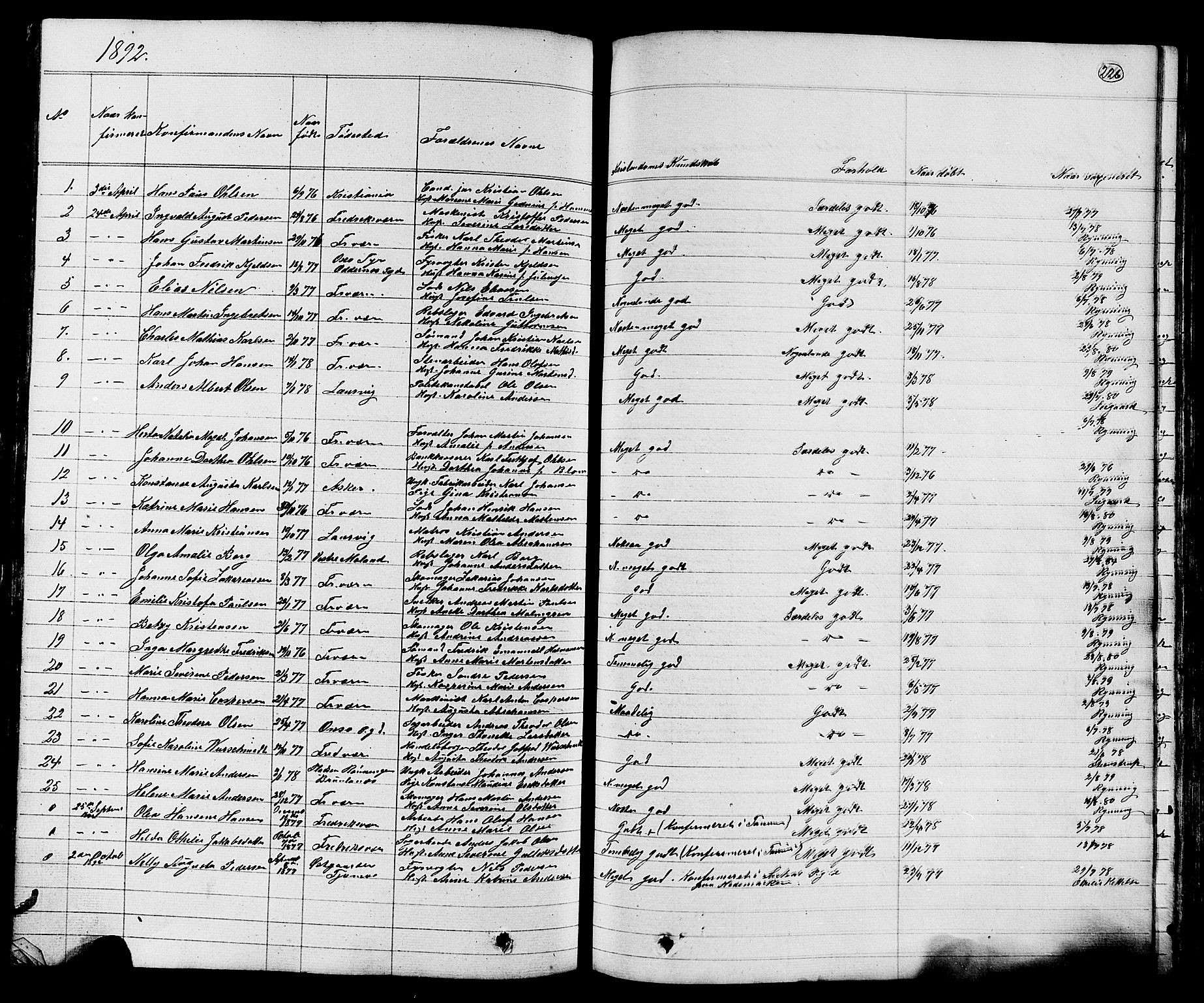 Stavern kirkebøker, AV/SAKO-A-318/G/Ga/L0002: Parish register (copy) no. 2, 1839-1909, p. 226