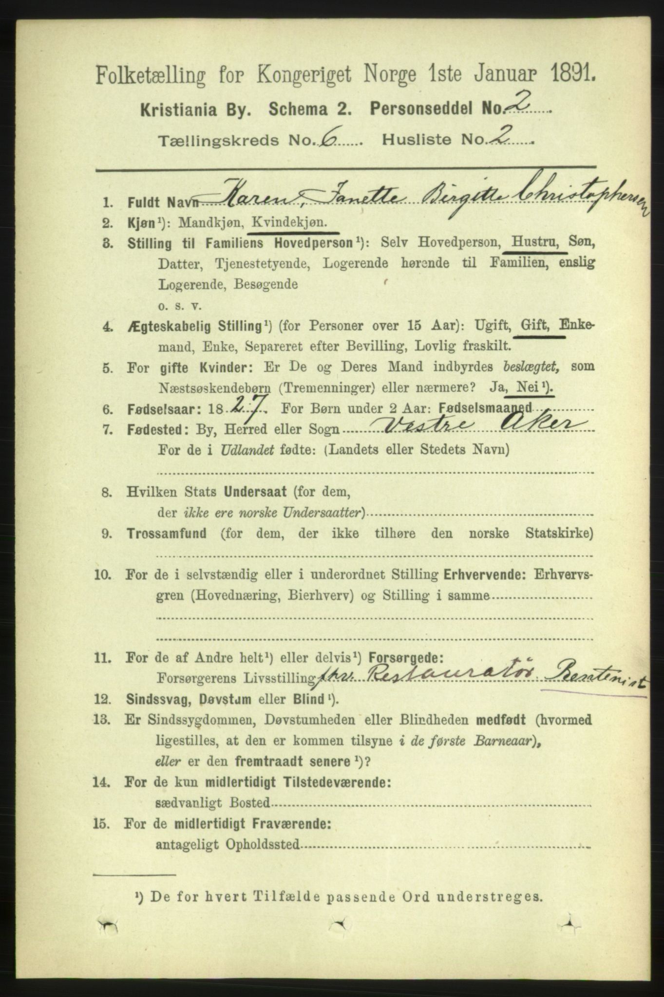 RA, 1891 census for 0301 Kristiania, 1891, p. 2550