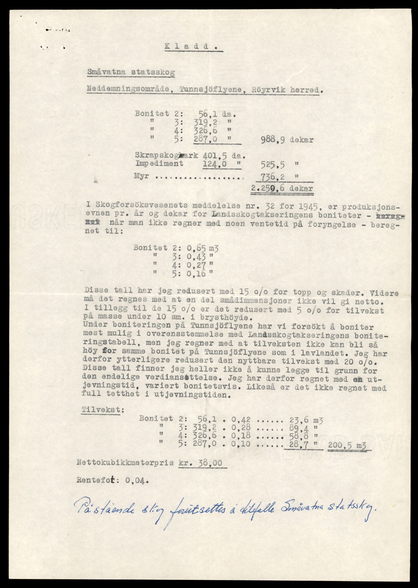 Statskog Trøndelag / Møre, AV/SAT-A-4532/1/D/Da/L0336/0007: Sakarkiv / Vassdragsreguleringer m.m. - Kraftverkene Øvre Namsen, diverse (grunnerstatninger), 1957-1963, p. 17