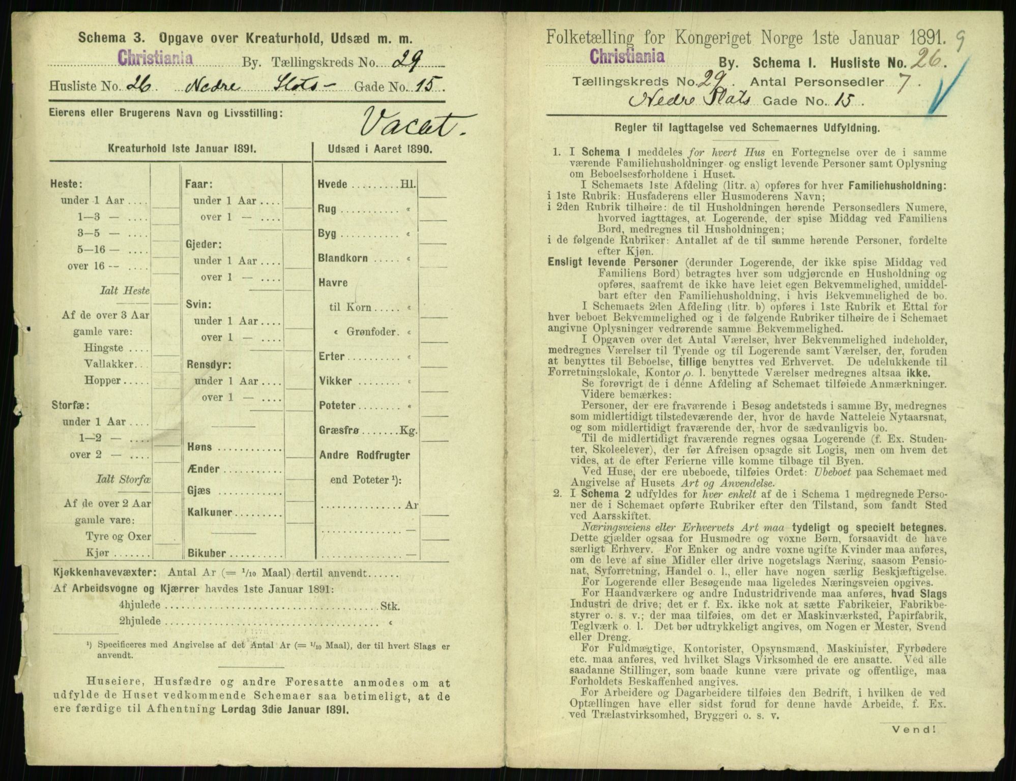 RA, 1891 census for 0301 Kristiania, 1891, p. 14880