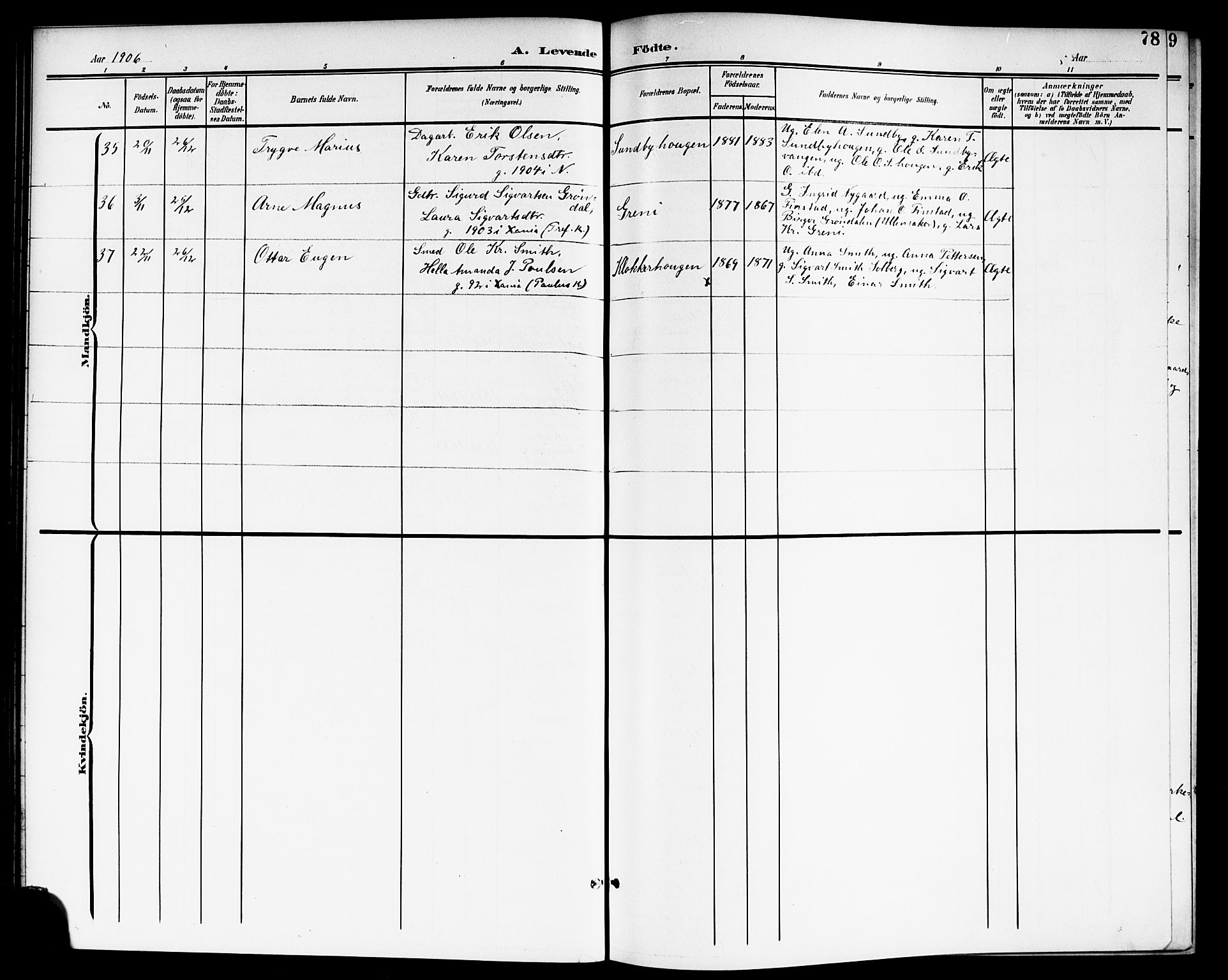 Nes prestekontor Kirkebøker, AV/SAO-A-10410/G/Ga/L0002: Parish register (copy) no. I 2, 1901-1912, p. 78