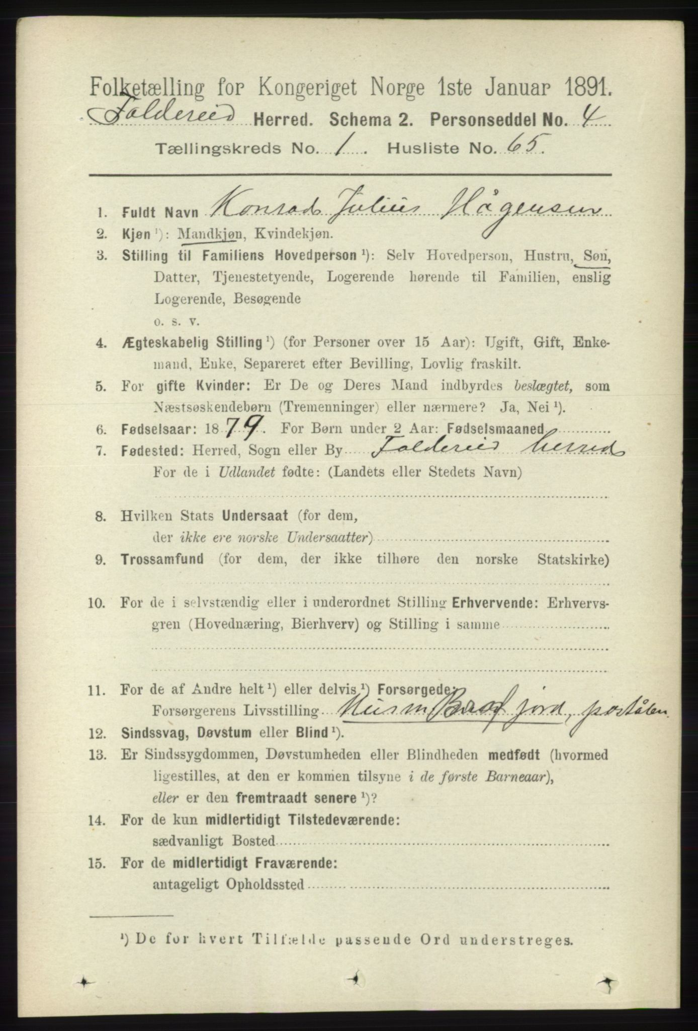 RA, 1891 census for 1753 Foldereid, 1891, p. 543