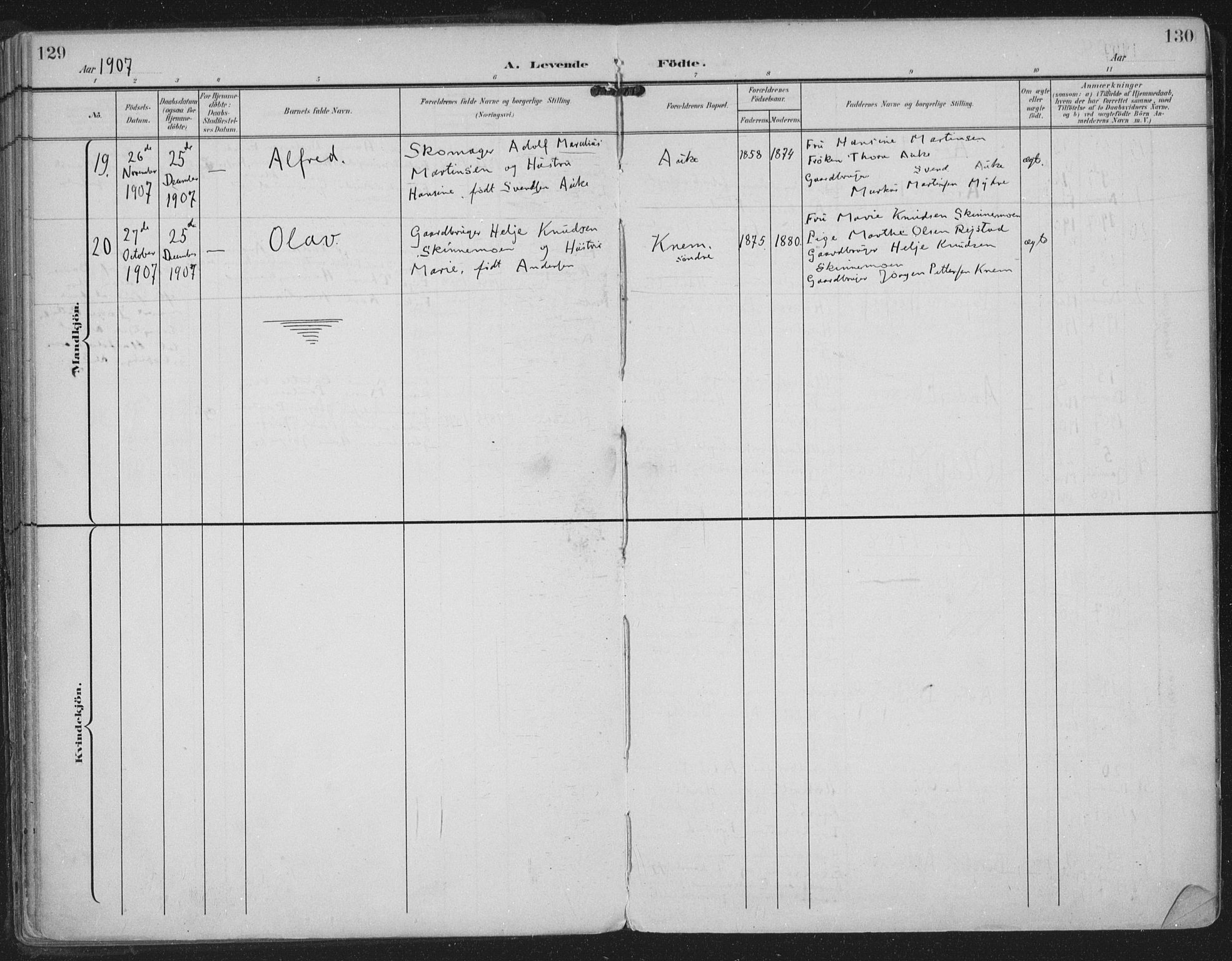 Strømm kirkebøker, AV/SAKO-A-322/F/Fa/L0005: Parish register (official) no. I 5, 1898-1919, p. 129-130