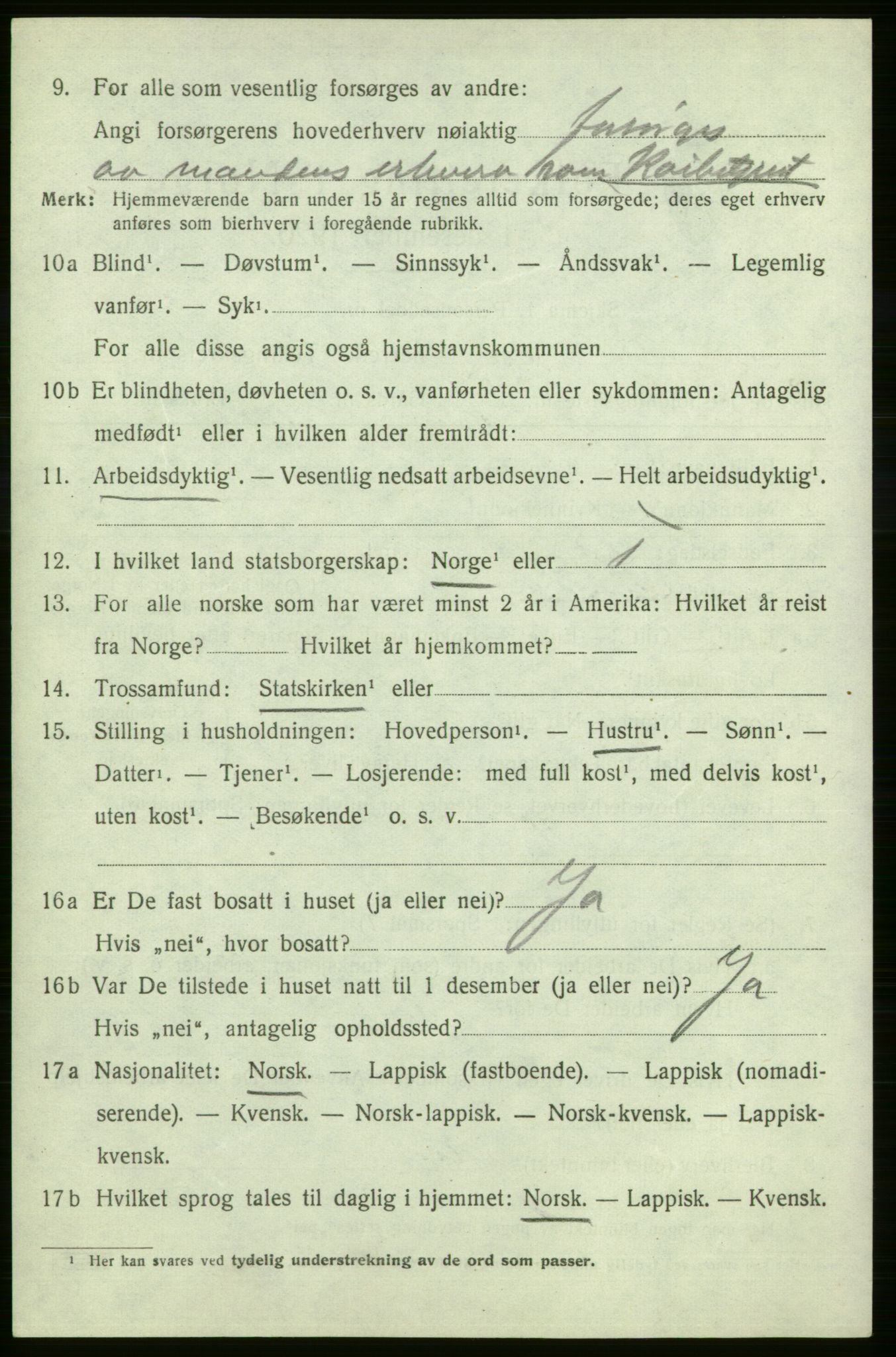 SATØ, 1920 census for Kjelvik, 1920, p. 3110