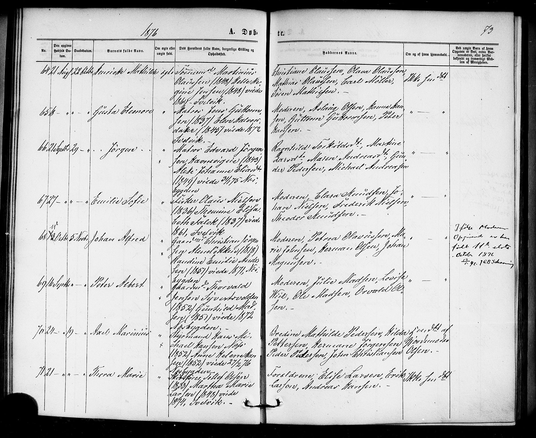 Strømm kirkebøker, SAKO/A-322/F/Fa/L0002: Parish register (official) no. I 2, 1870-1877, p. 73