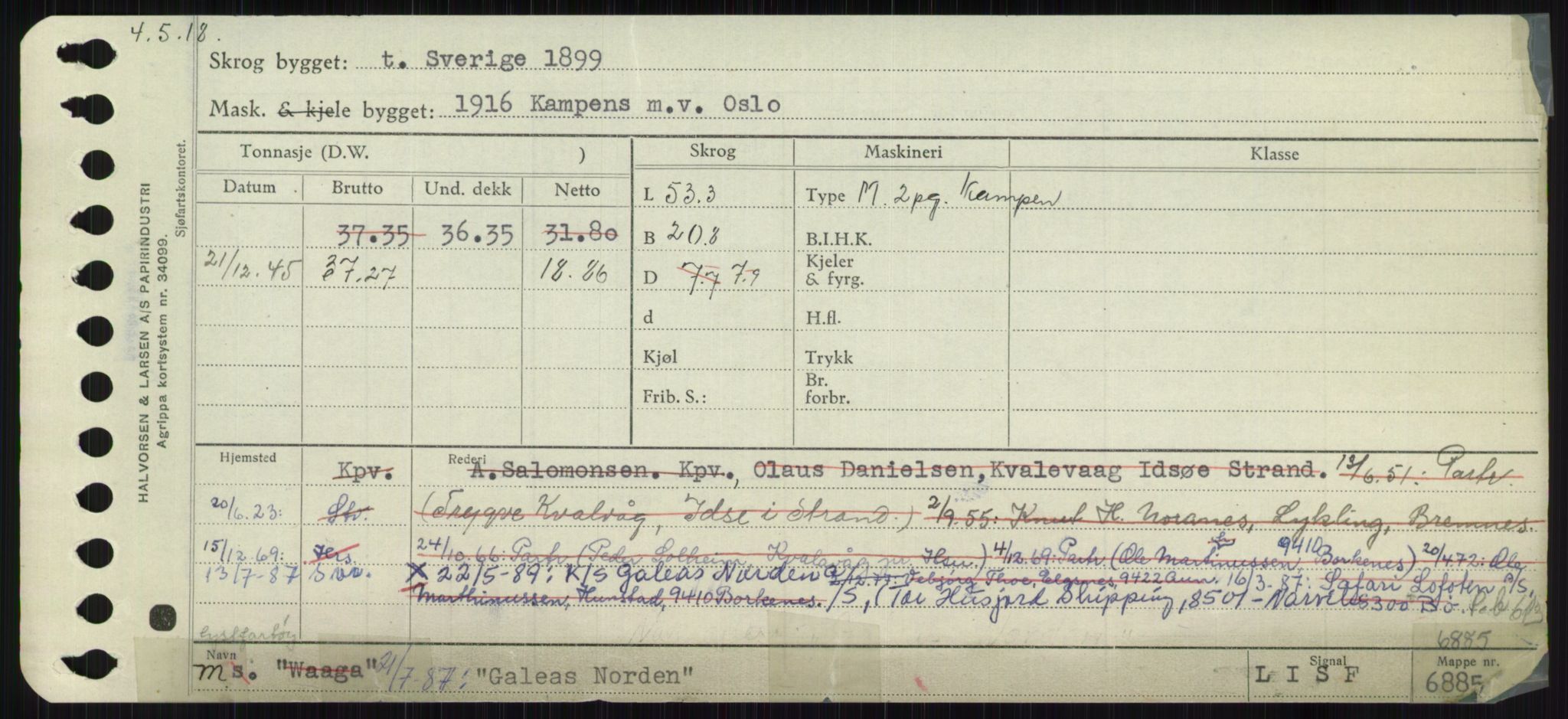 Sjøfartsdirektoratet med forløpere, Skipsmålingen, RA/S-1627/H/Ha/L0002/0002: Fartøy, Eik-Hill / Fartøy, G-Hill, p. 7