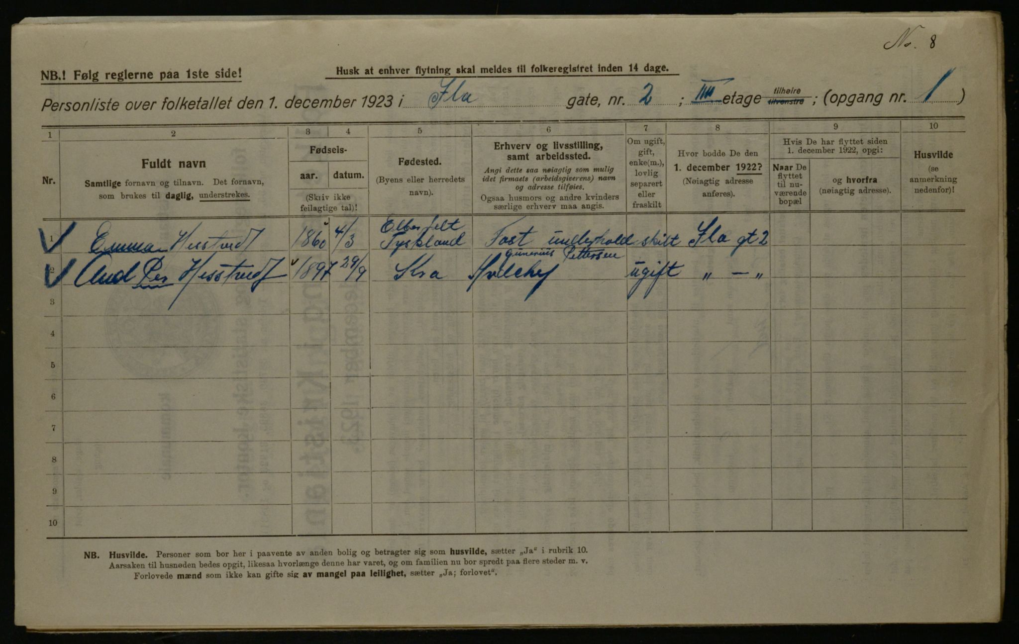 OBA, Municipal Census 1923 for Kristiania, 1923, p. 48338