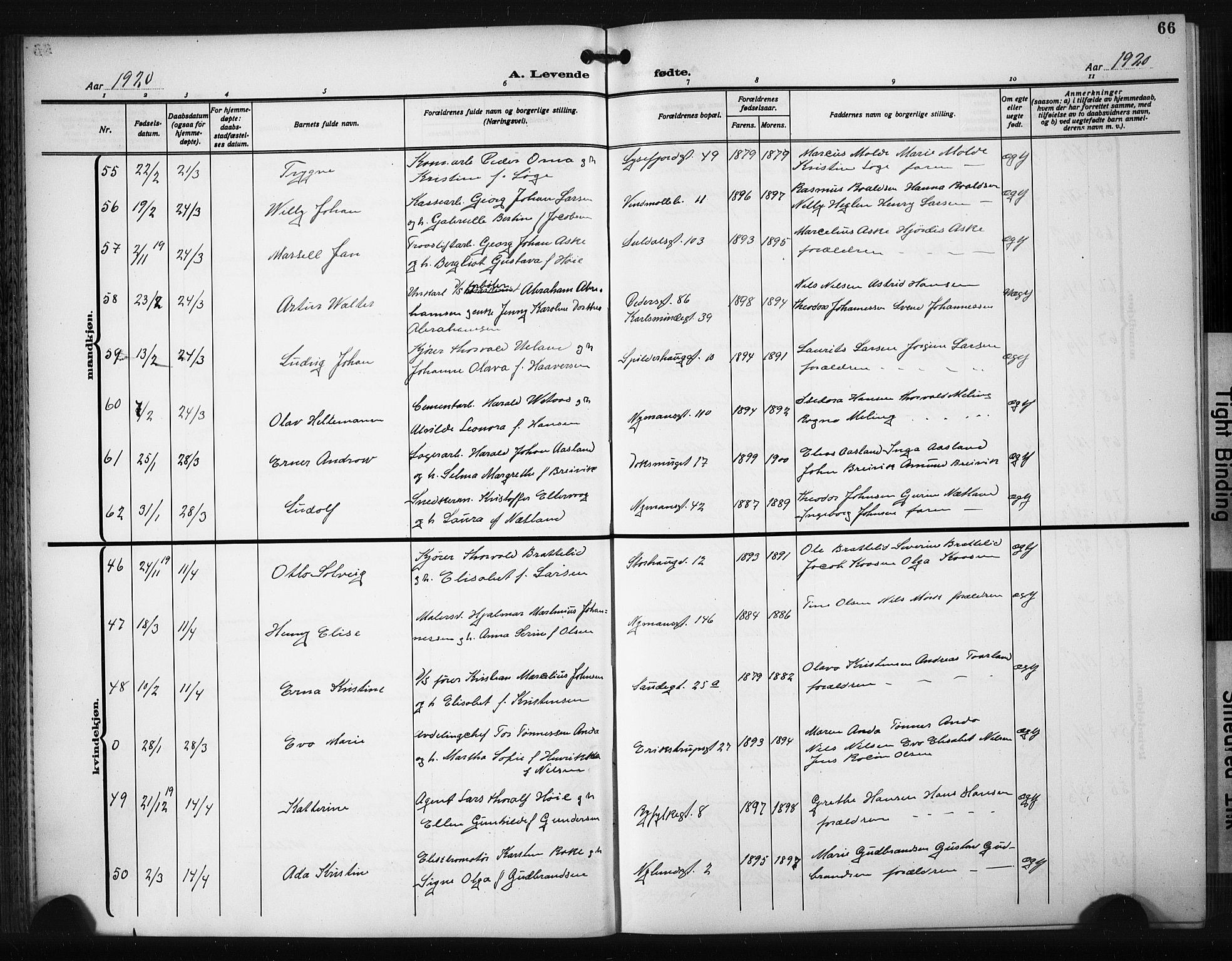 St. Johannes sokneprestkontor, AV/SAST-A-101814/001/30/30BB/L0008: Parish register (copy) no. B 8, 1918-1929, p. 66
