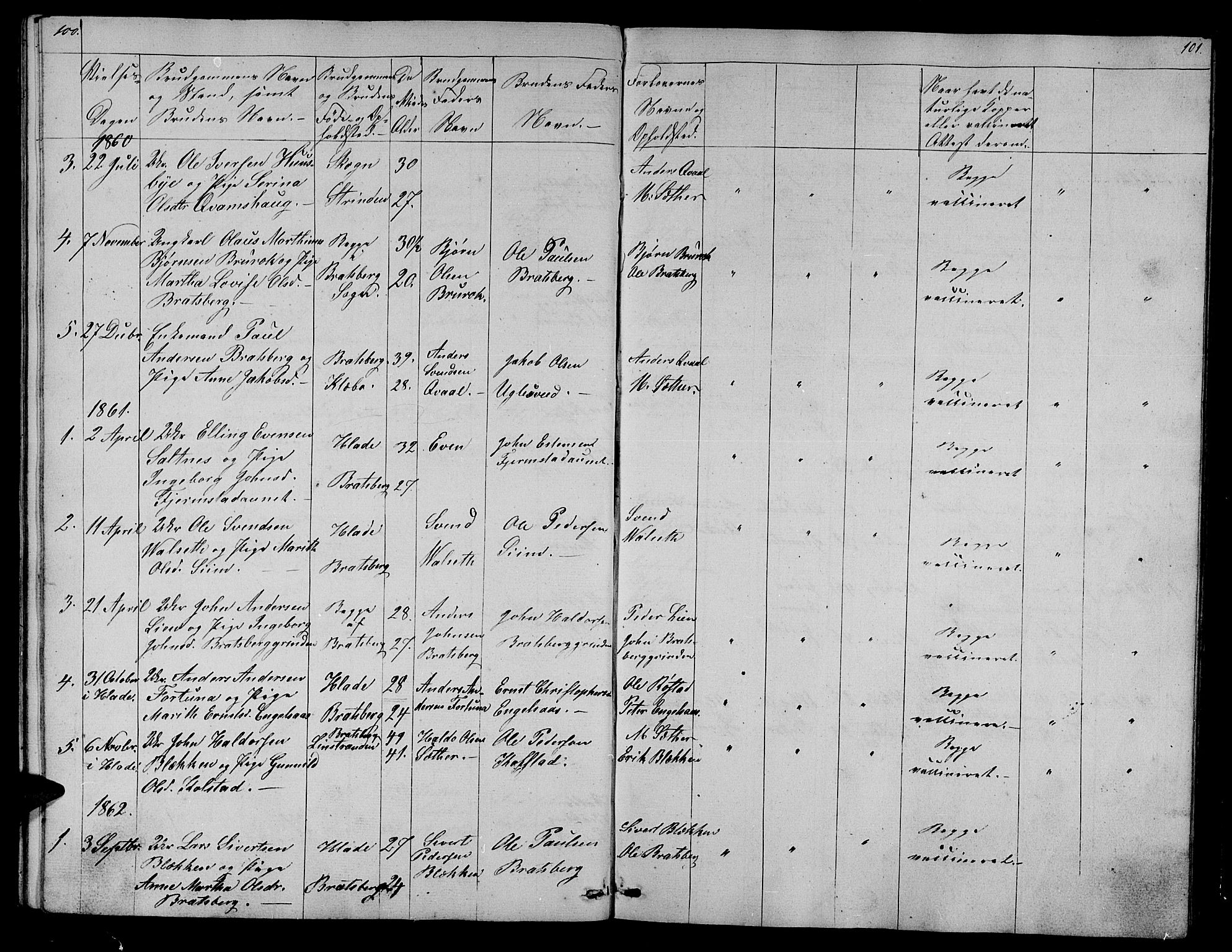 Ministerialprotokoller, klokkerbøker og fødselsregistre - Sør-Trøndelag, AV/SAT-A-1456/608/L0339: Parish register (copy) no. 608C05, 1844-1863, p. 100-101