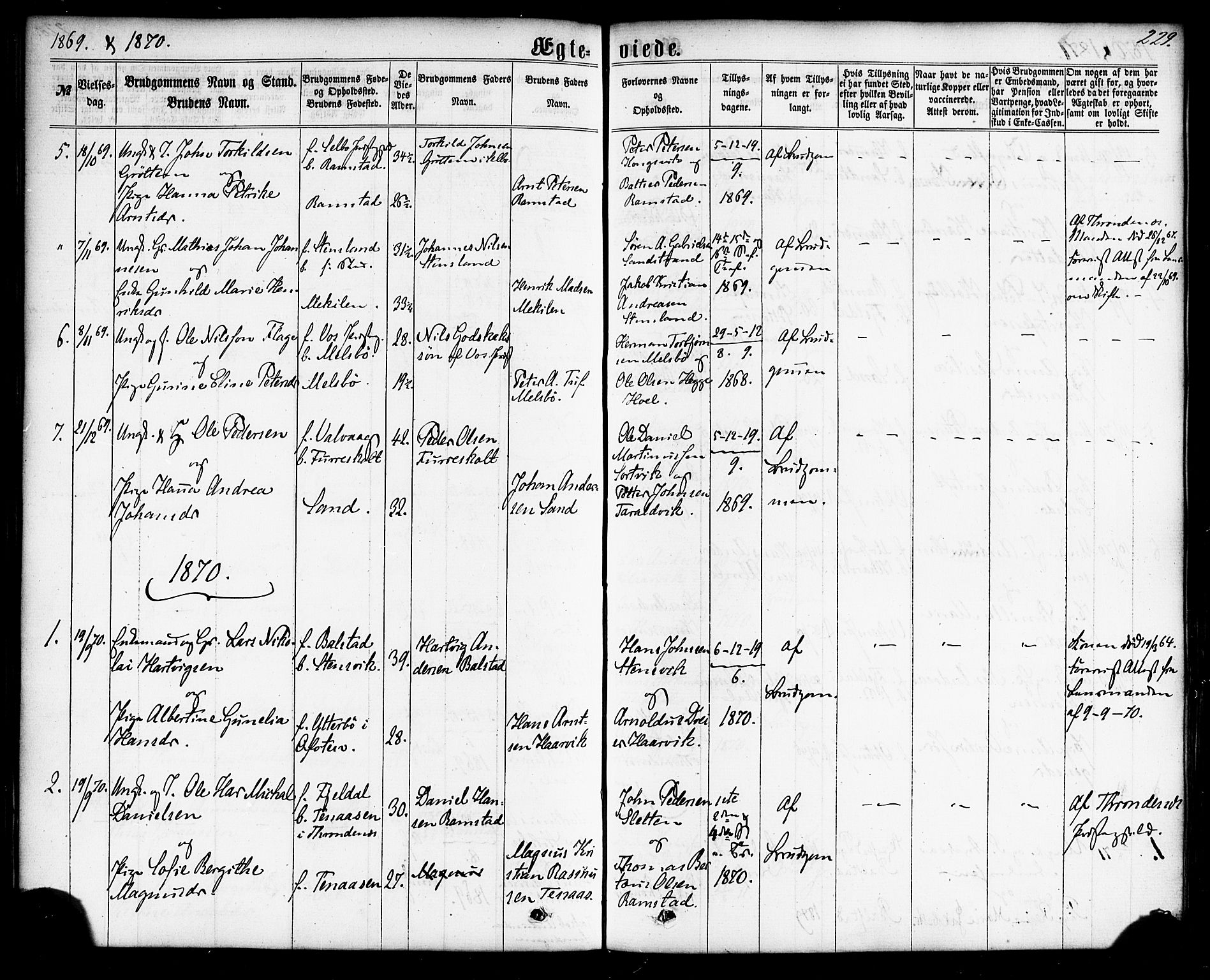 Ministerialprotokoller, klokkerbøker og fødselsregistre - Nordland, AV/SAT-A-1459/865/L0923: Parish register (official) no. 865A01, 1864-1884, p. 229