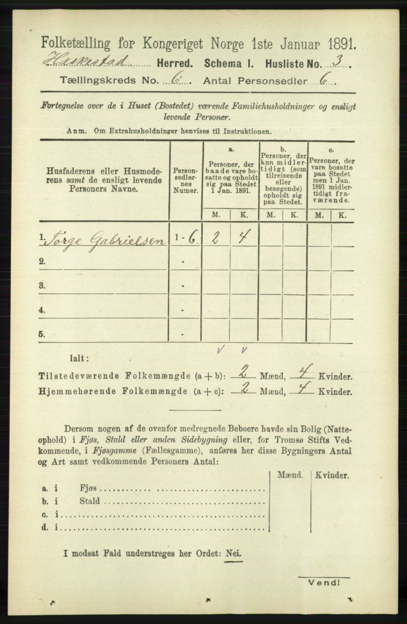 RA, 1891 census for 1113 Heskestad, 1891, p. 996