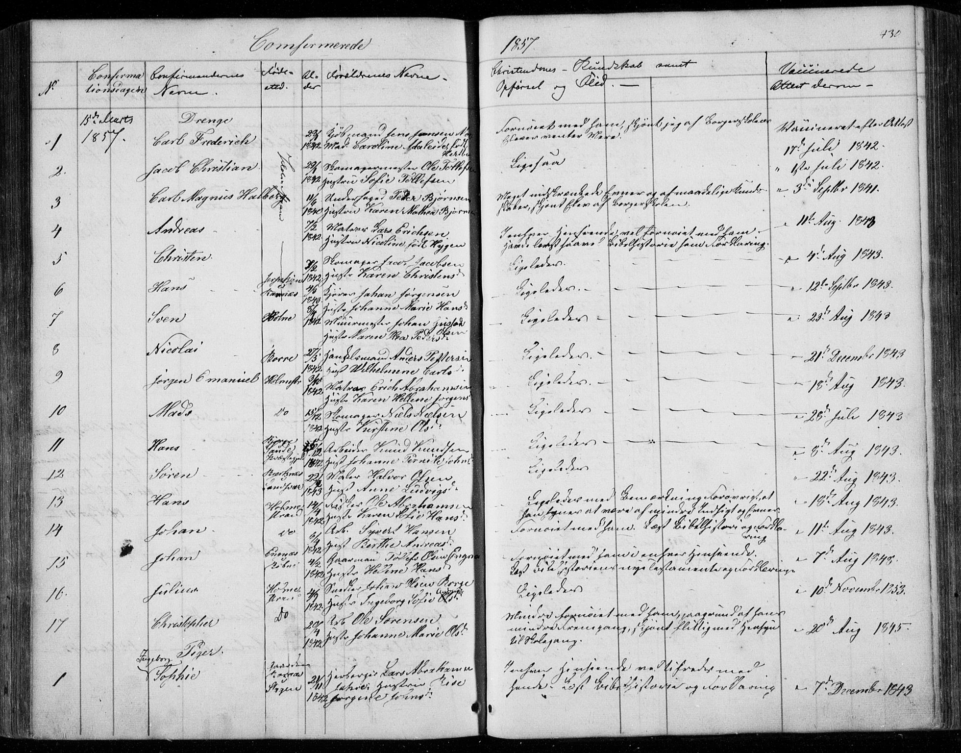 Holmestrand kirkebøker, SAKO/A-346/F/Fa/L0002: Parish register (official) no. 2, 1840-1866, p. 430