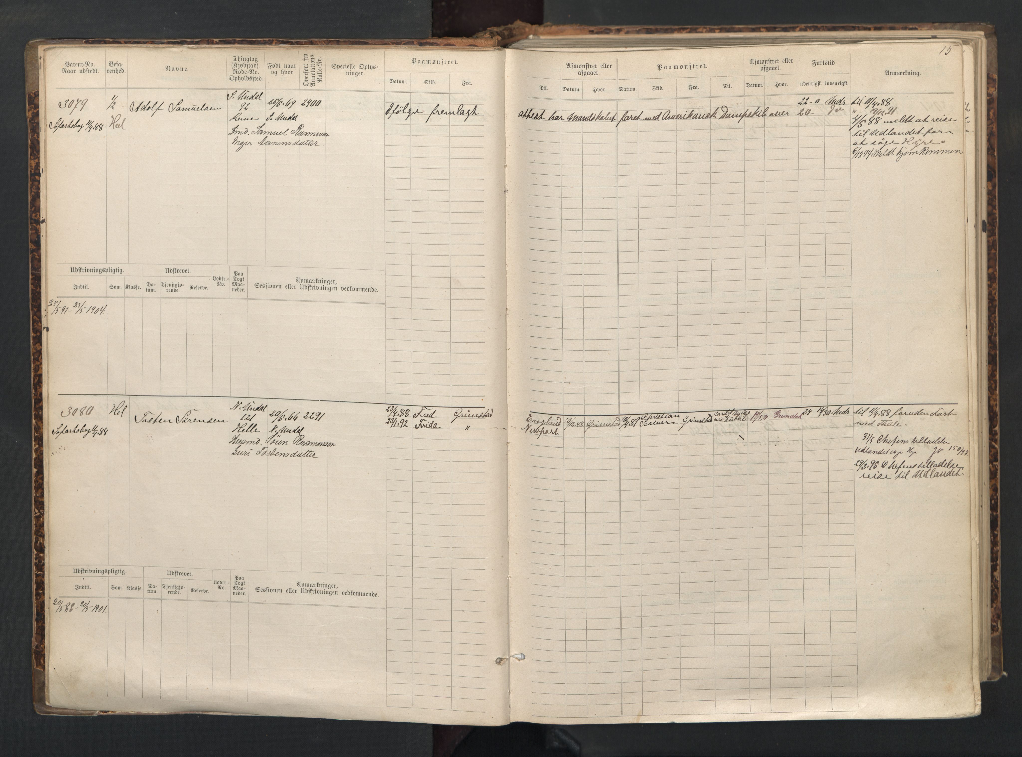 Mandal mønstringskrets, AV/SAK-2031-0016/F/Fb/L0015: Hovedrulle nr 3055-3820, Y-24, 1887-1940, p. 16
