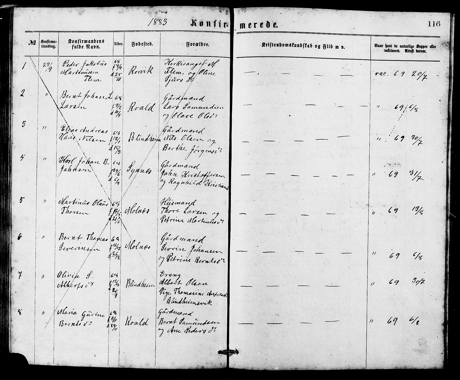 Ministerialprotokoller, klokkerbøker og fødselsregistre - Møre og Romsdal, AV/SAT-A-1454/537/L0521: Parish register (copy) no. 537C02, 1869-1888, p. 116