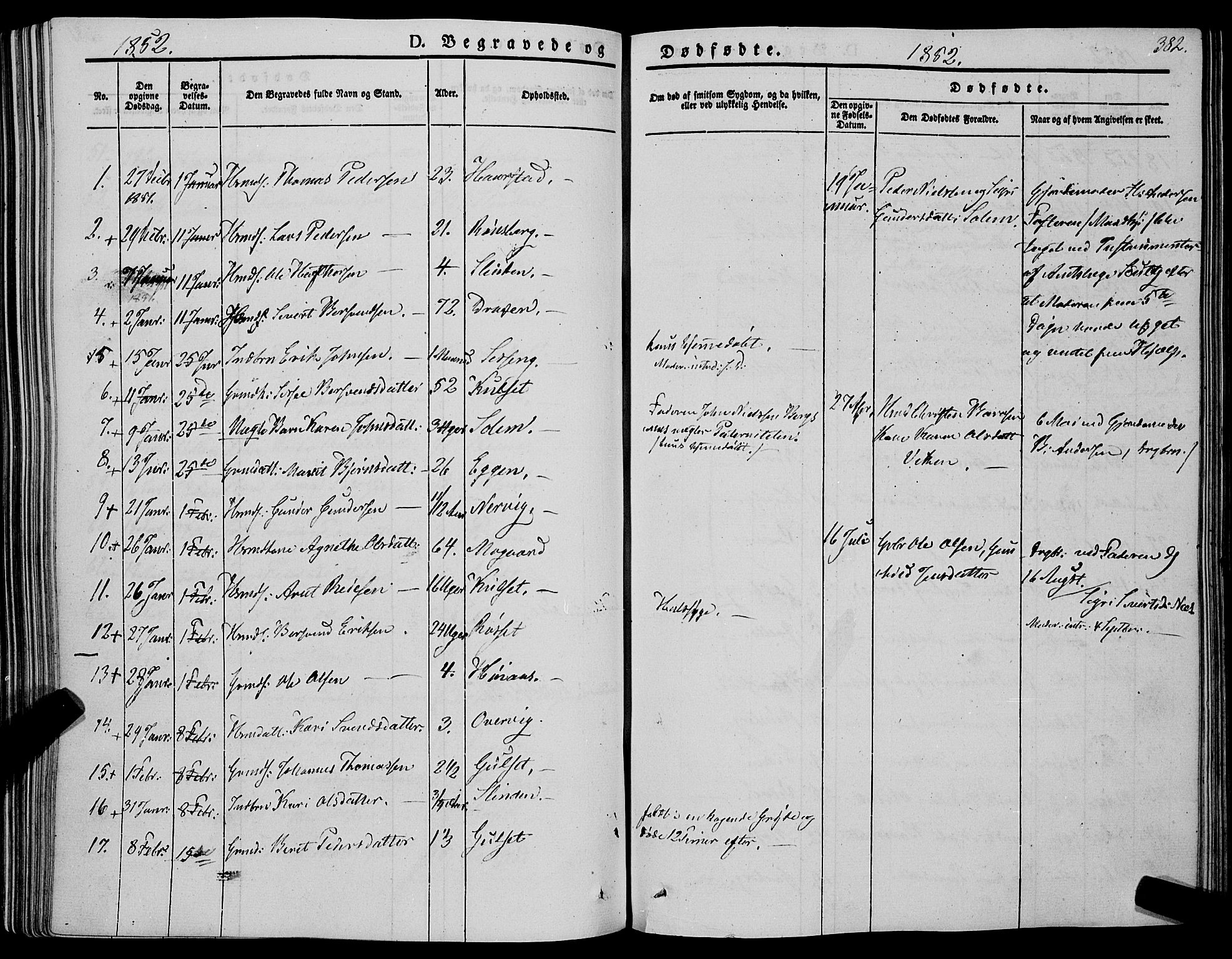 Ministerialprotokoller, klokkerbøker og fødselsregistre - Sør-Trøndelag, SAT/A-1456/695/L1145: Parish register (official) no. 695A06 /1, 1843-1859, p. 382