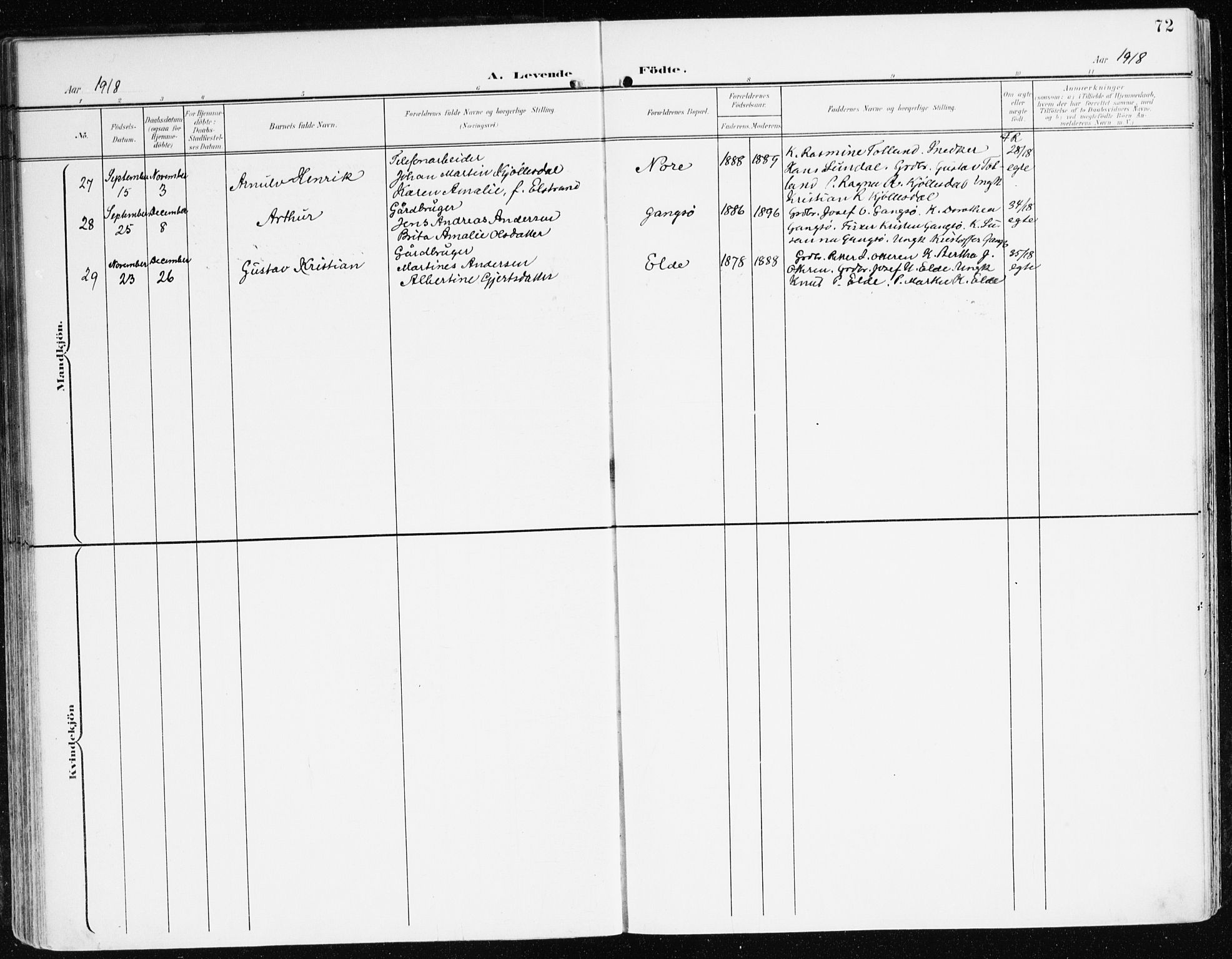 Davik sokneprestembete, AV/SAB-A-79701/H/Haa/Haad/L0002: Parish register (official) no. D 2, 1901-1930, p. 72